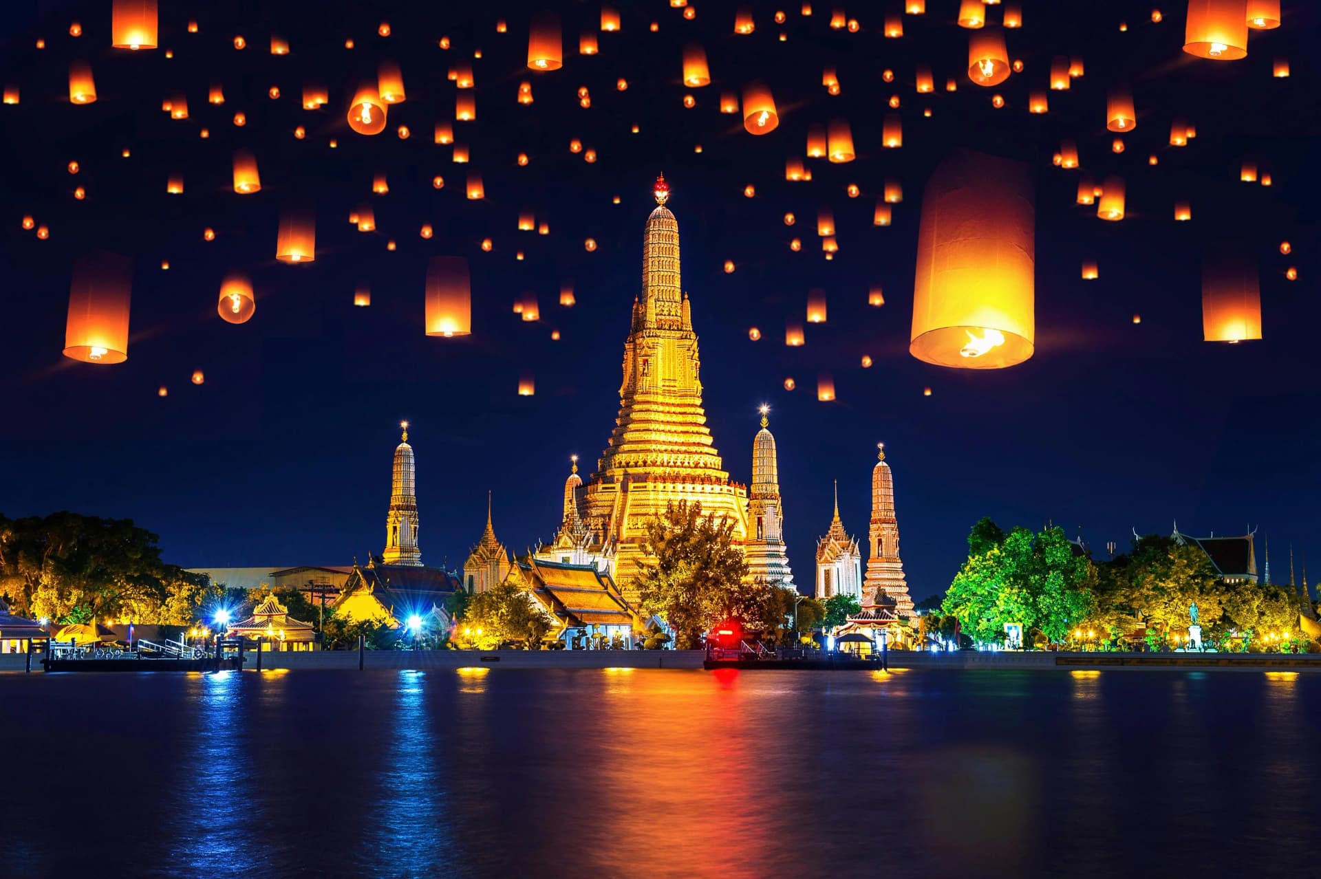 PAPERMOON Fototapete Wat Arun Tempel Bangkok Vlies Bunt