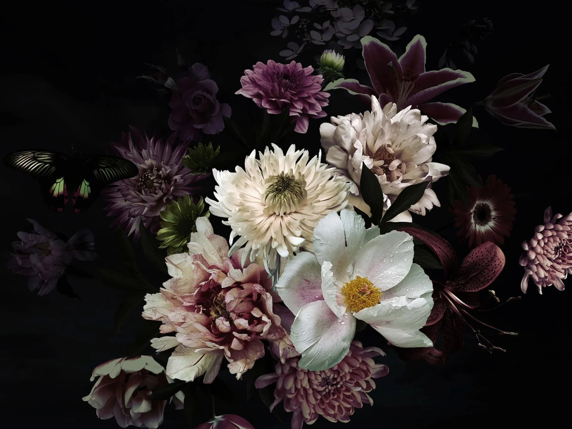 PAPERMOON Fototapete Retro Blumenmuster Vlies Bunt