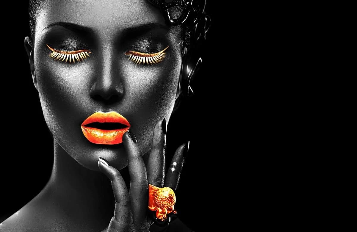 Fototapete PAPERMOON Goldene Lippen Art Design Abstrakt Vlies