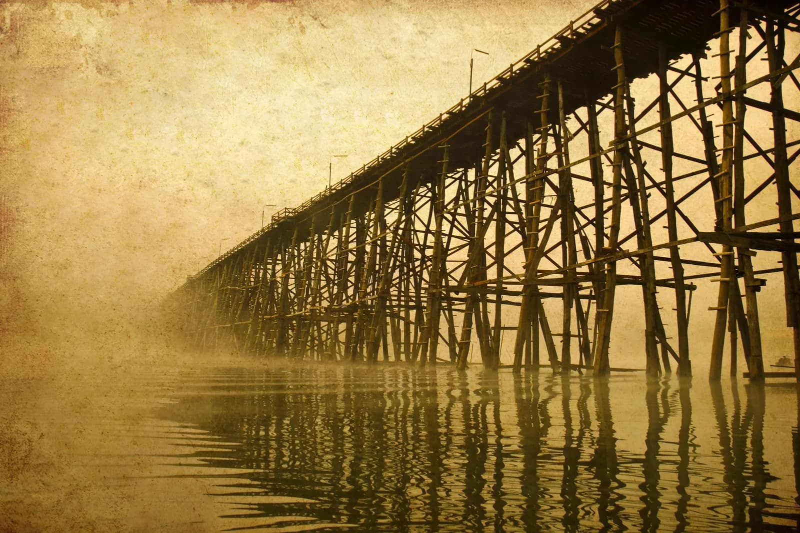 PAPERMOON Fototapete PIER-SEPIA VINTAGE Meer Strand Steg Ozean XXL Vlies