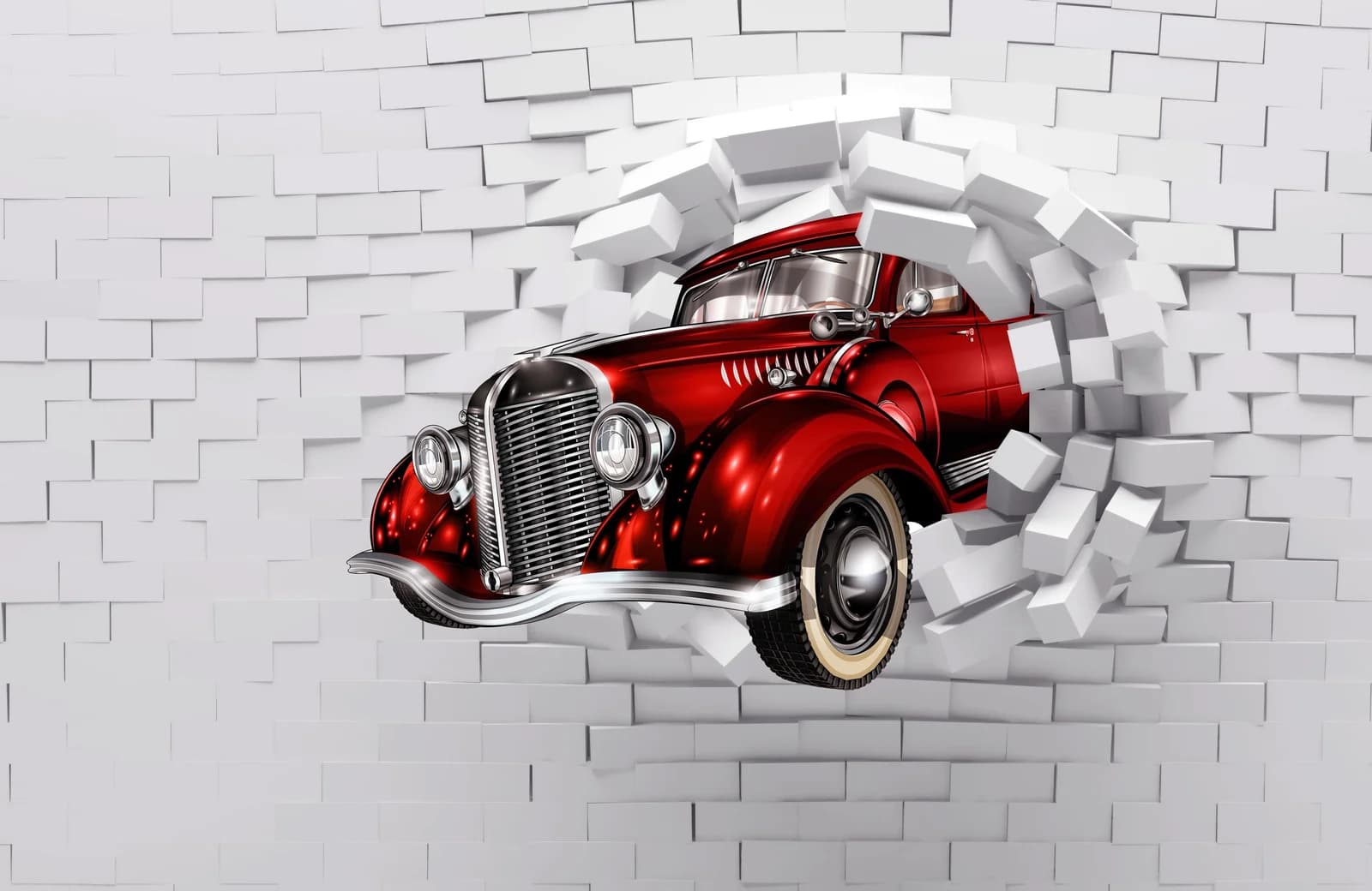 Papermoon Vliestapete Vintage Oldtimer 3D Abstrakt Bunt