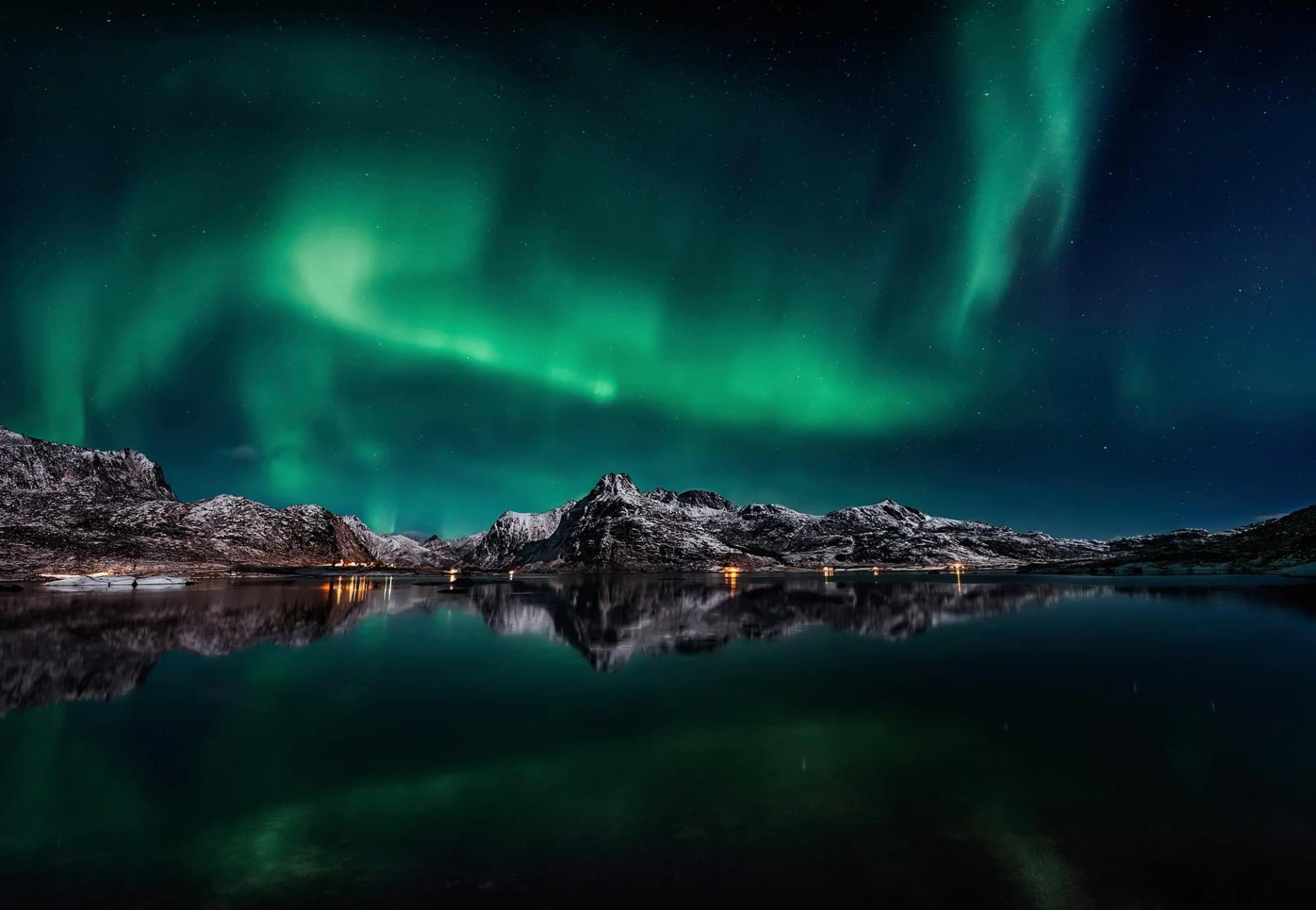 Fototapete PAPERMOON Photo-Art JAVIER DE LA, LOFOTEN AURORA-REFLEXION