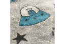 Vimoda Kinderteppich Astronaut Grau Blau Weltall Läufer Kurzflor Bild 5