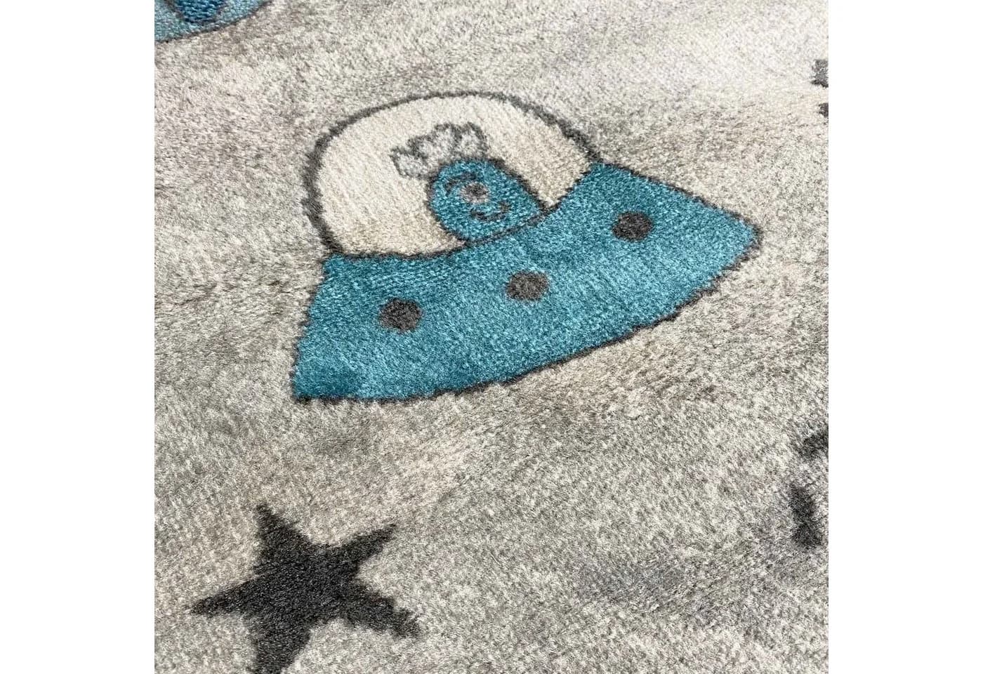 Vimoda Kinderteppich Astronaut Grau Blau Weltall Läufer Kurzflor - Bild 5