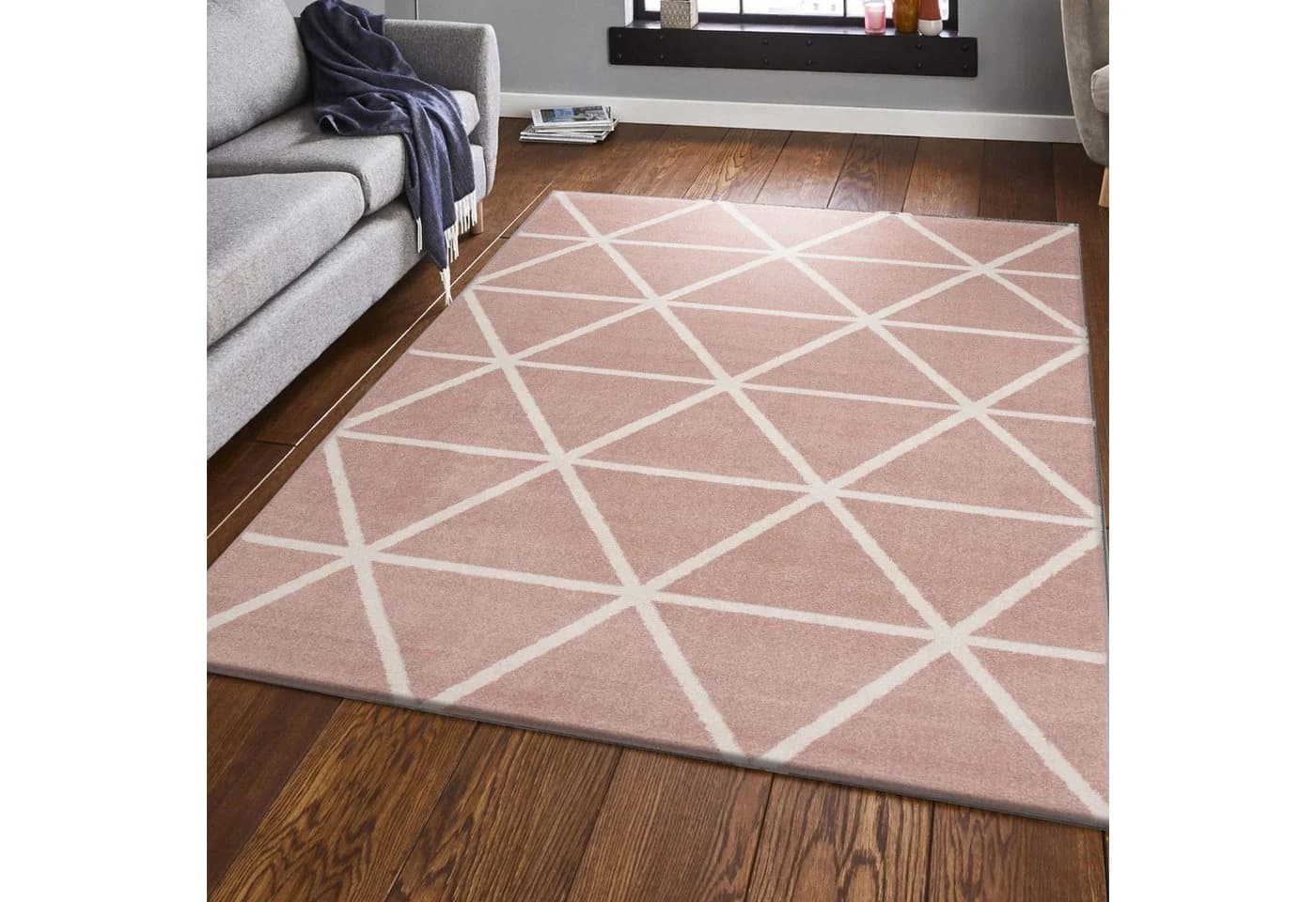 Vimoda Teppich Viva Classic Rosa Rautenmotiv Kurzflor - Bild 3
