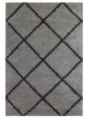 Vimoda Lederteppich Shaggy Hochflor Anthrazit Rautenmuster Bild 2