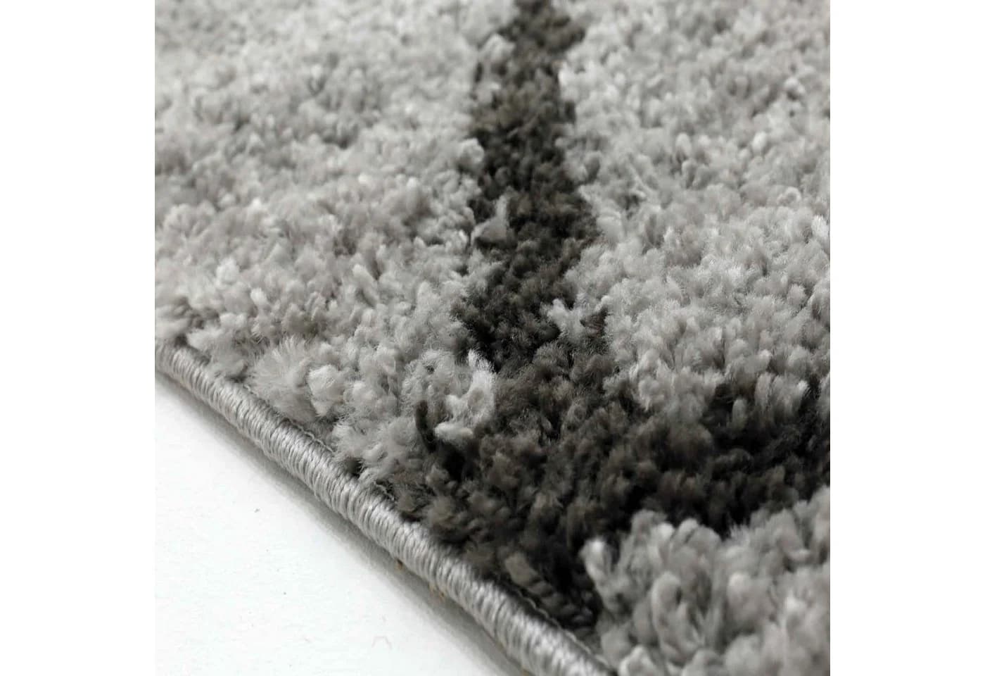 Vimoda Lederteppich Shaggy Hochflor Anthrazit Rautenmuster - Bild 4