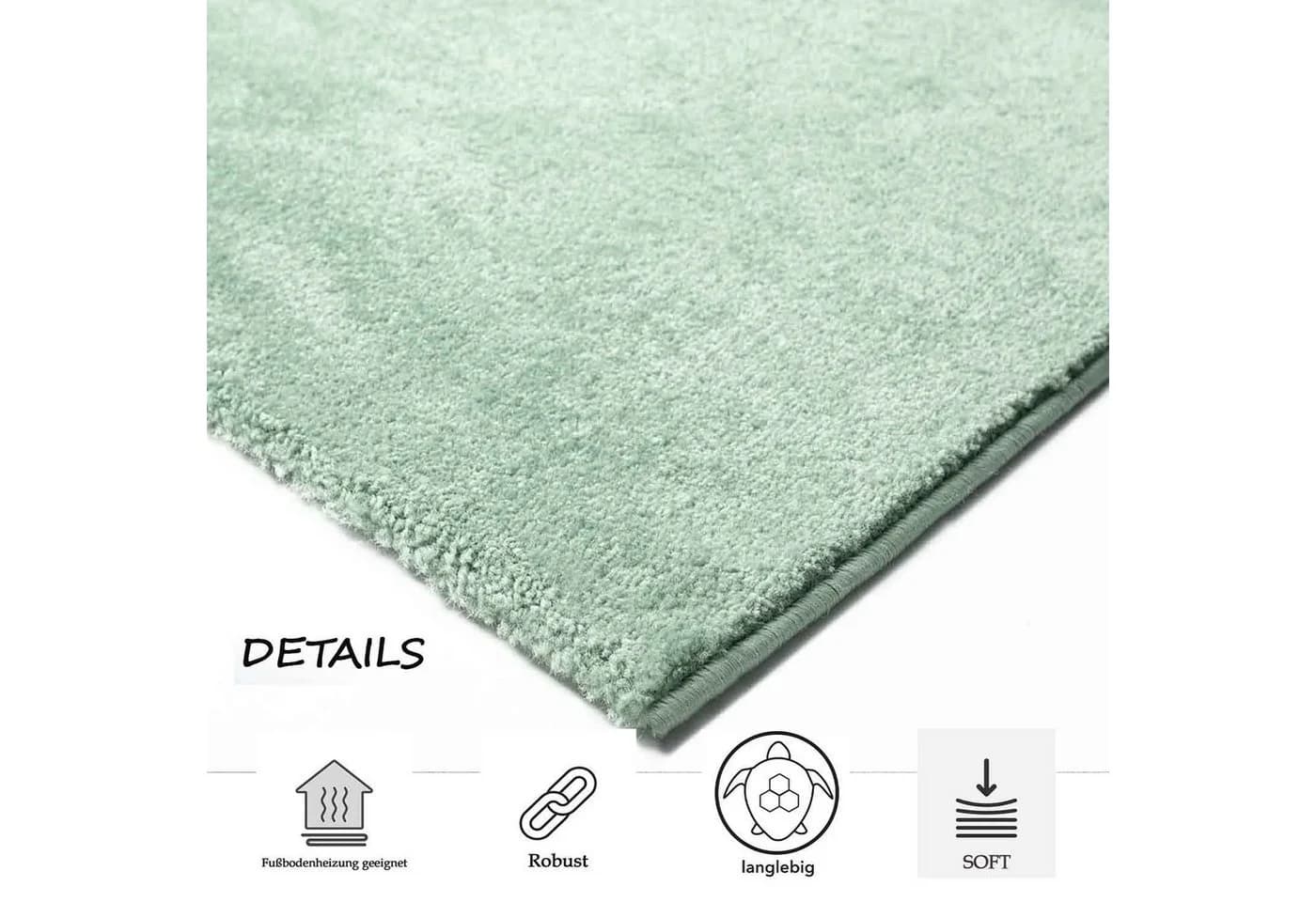 Vimoda Teppich Grün Kurzflor Modern 8mm Florhöhe - Bild 3