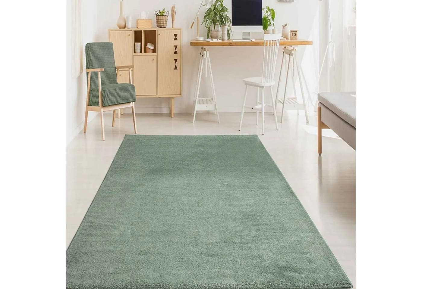 Vimoda Teppich Grün Kurzflor Modern 8mm Florhöhe - Bild 5