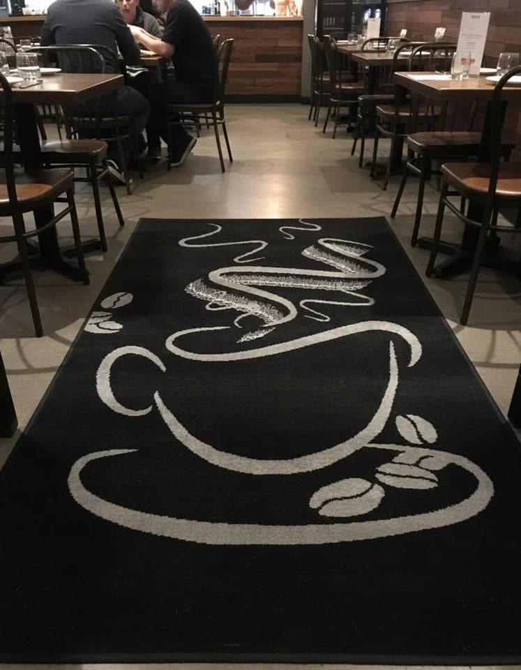 Vimoda Küchenteppich Kaffee-Muster Schwarz Grau Braun Kurzflor - Bild 4