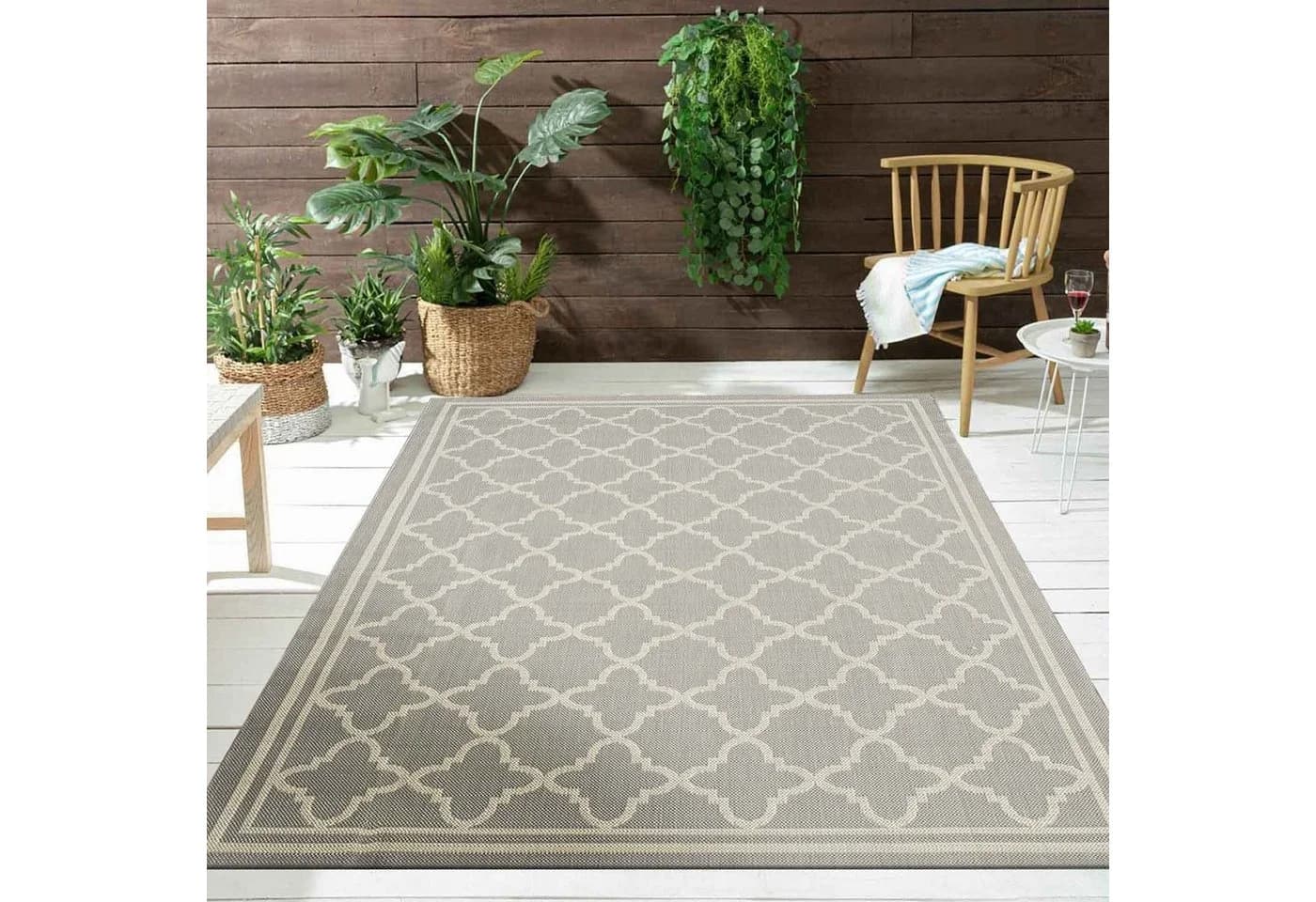 Vimoda Outdoorteppich Beige Rechteckig Flachgewebe