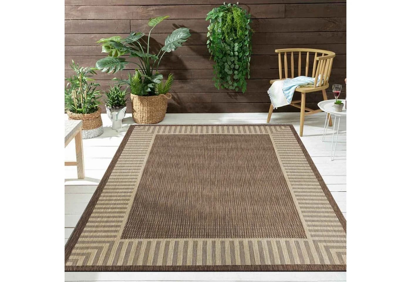 Vimoda Outdoorteppich Beige Rechteckig Innen & Außen