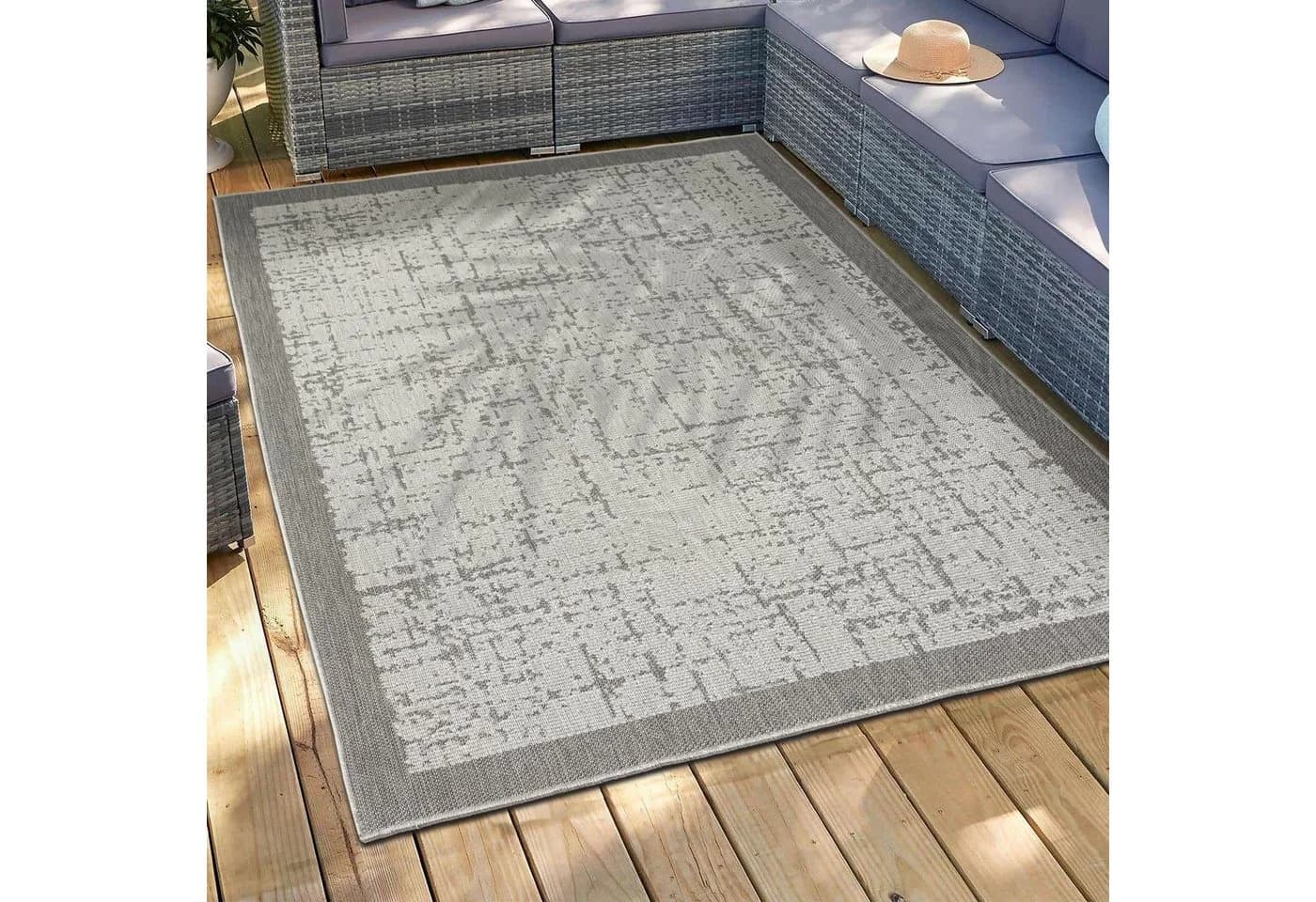 Vimoda Outdoorteppich Grau Rechteckig In & Outdoor Läufer Robust - Bild 3