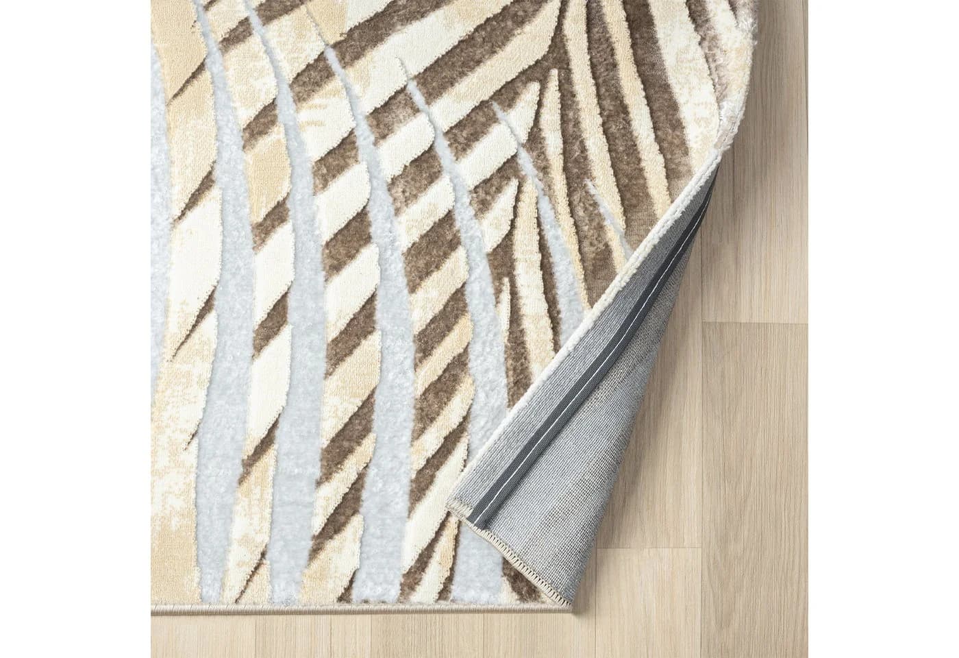 VIMODA Teppich Kurzflor Palmen Muster Grau Creme Beige Gold 160x230 cm - Bild 4
