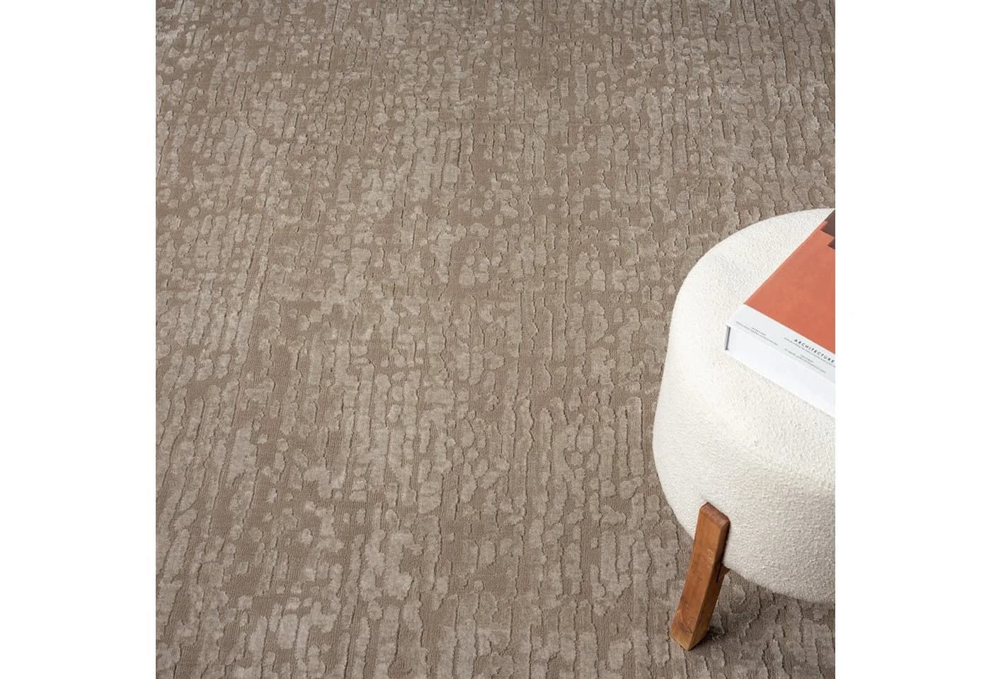 Vimoda Teppich Hoch-Tief Effekt Gestreift 3D Muster Taupe Grau Weiß - Bild 5
