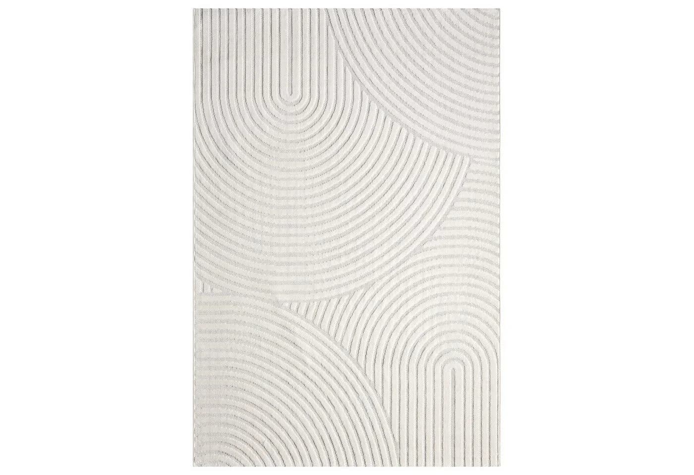 Vimoda Designteppich Creme Kurzflor 10mm Wellenmotiv
