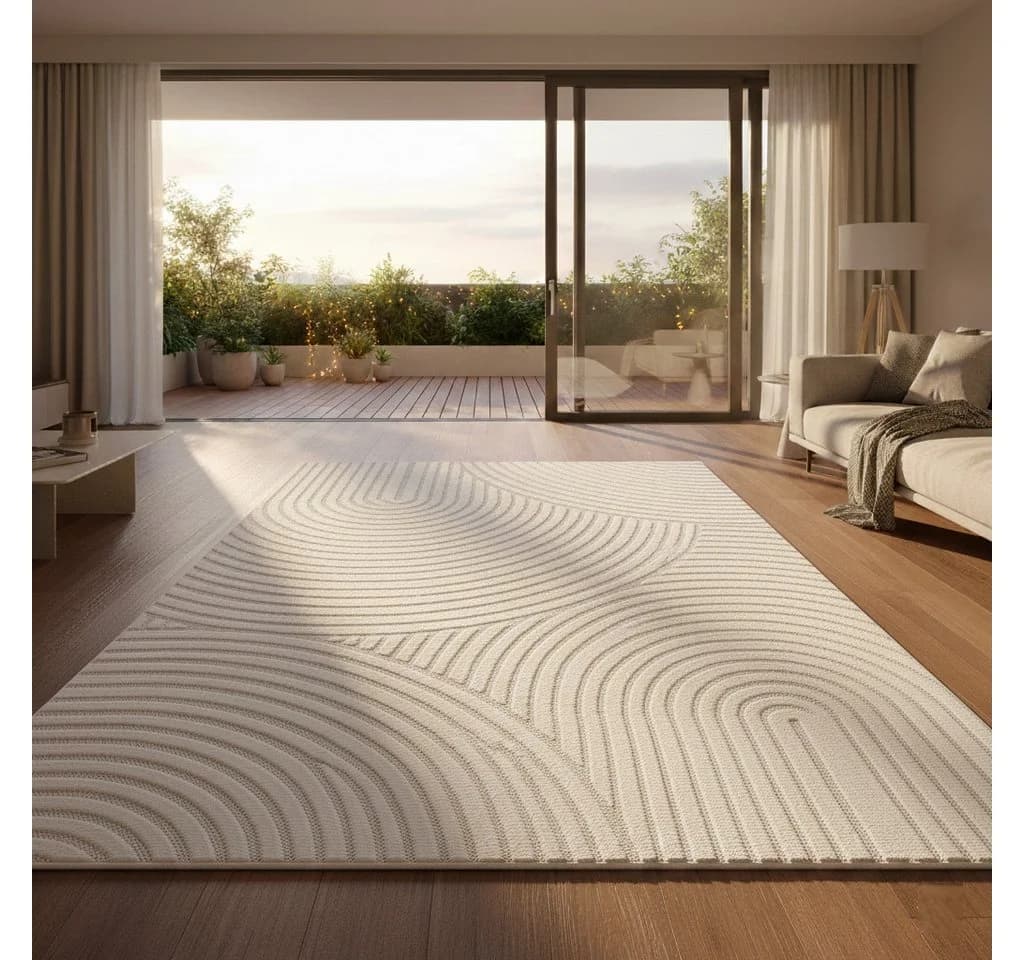 Vimoda Designteppich Creme Kurzflor 10mm Wellenmotiv - Bild 2