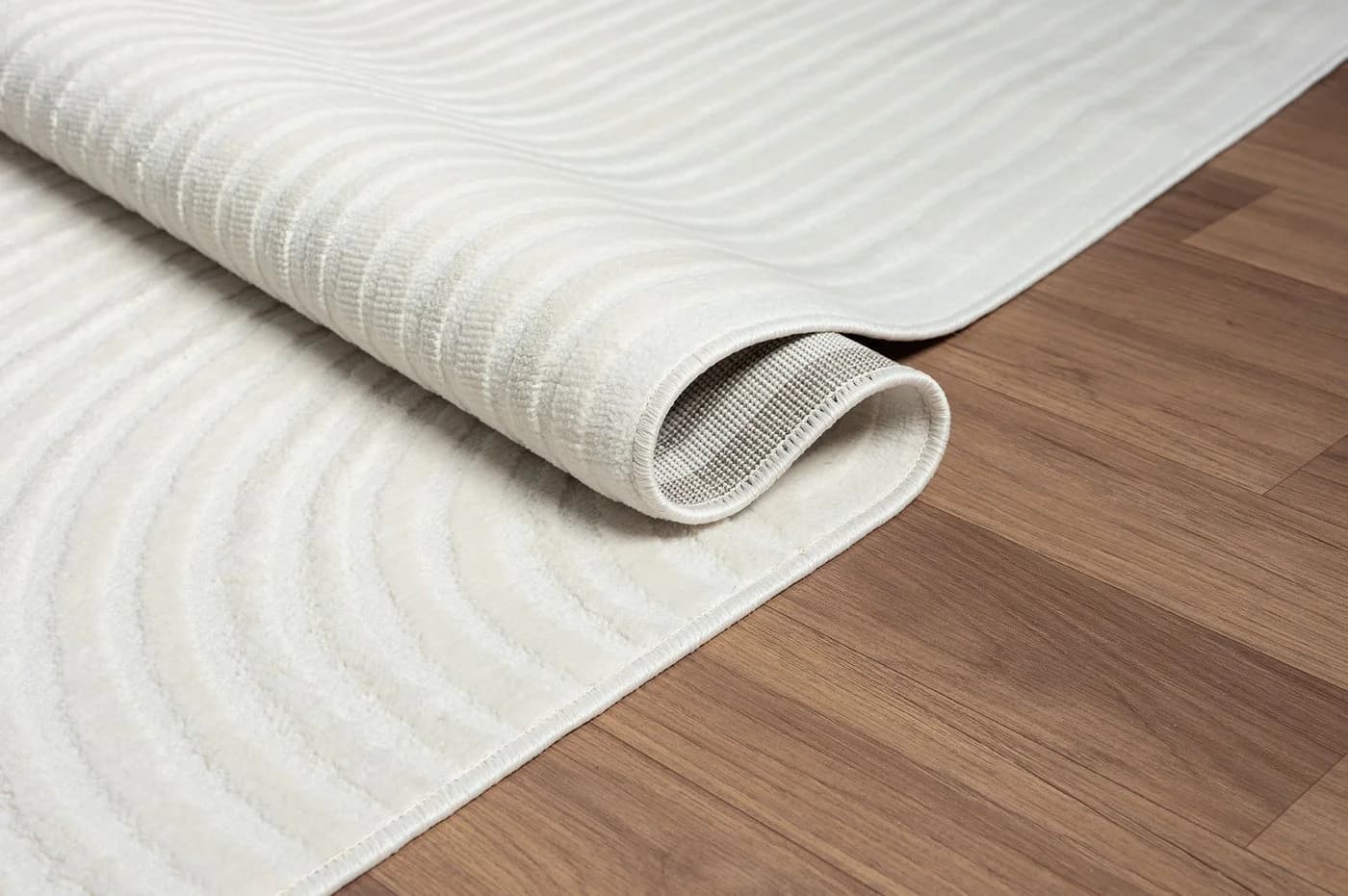 Vimoda Designteppich Beige Wellenoptik Hoch-Tief-Effekt Polypropylen - Bild 4