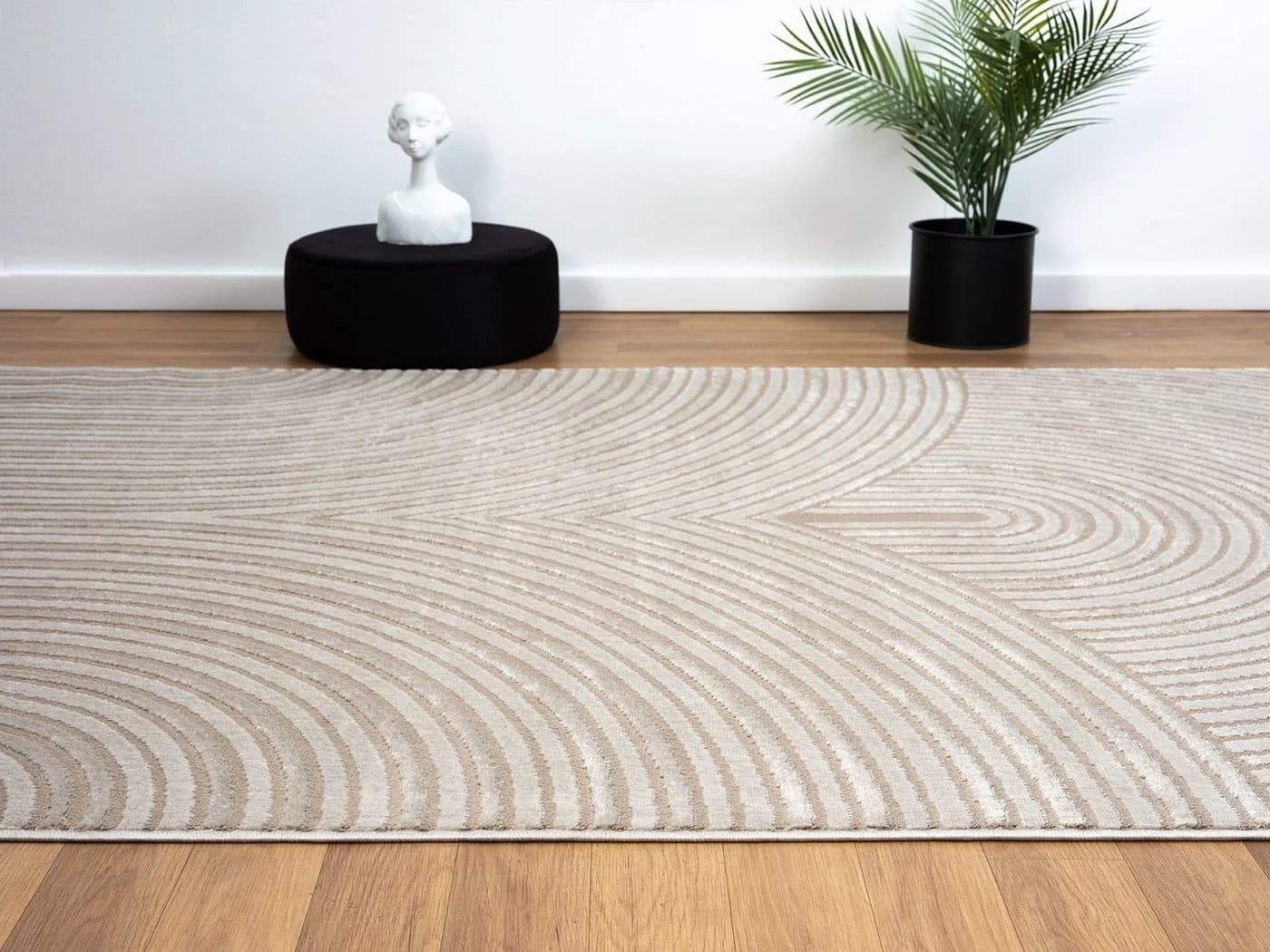 Vimoda Designteppich Taupe Wellenoptik Hoch-Tief-Effekt Polypropylen - Bild 5