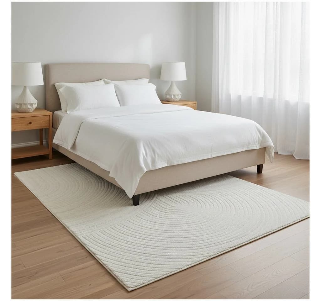 Vimoda Designteppich Beige Wellen-Optik Kurzflor Rechteckig - Bild 2