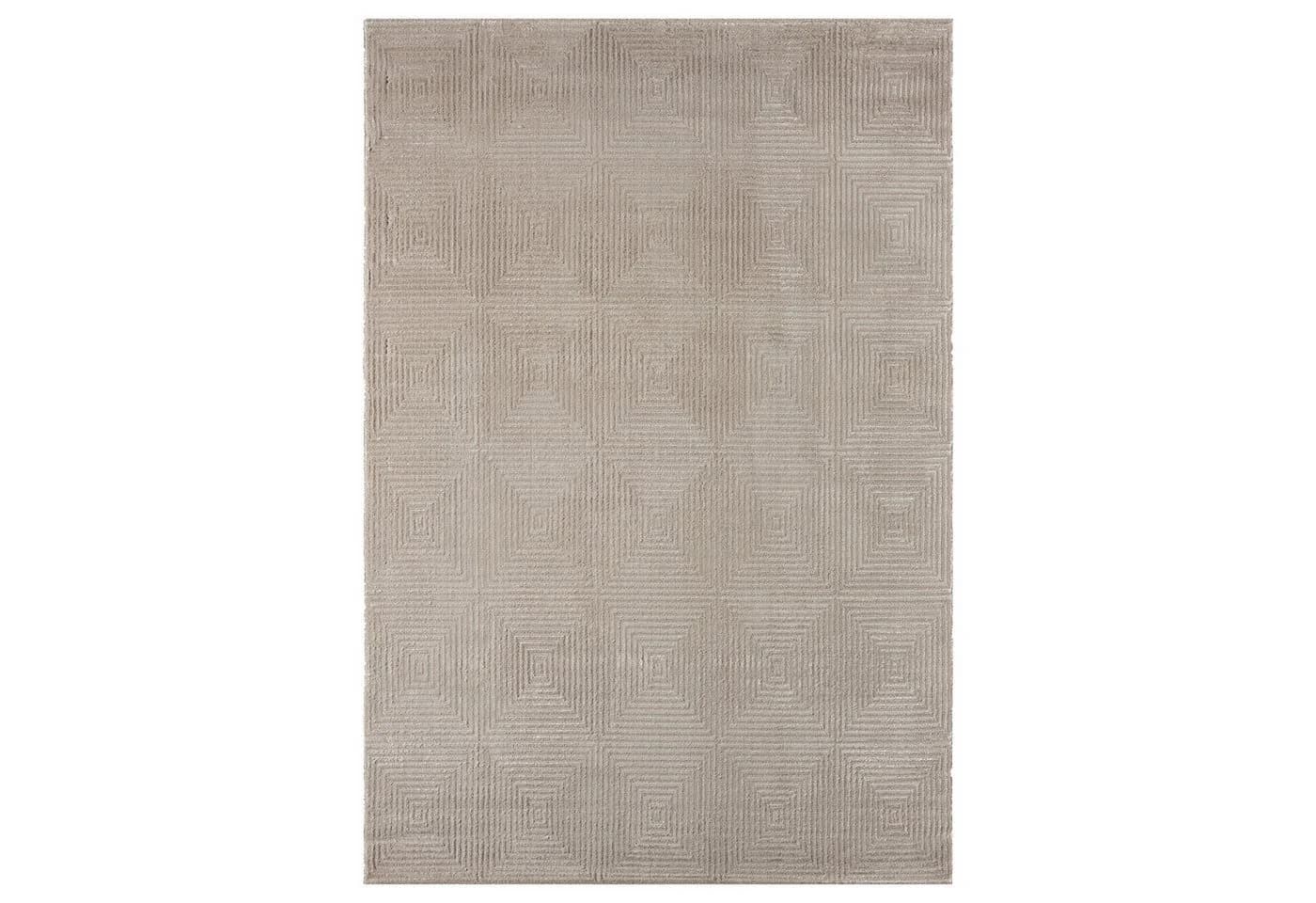 Vimoda Designteppich Boho 3D Rauten Kurzflor Creme Grau Taupe