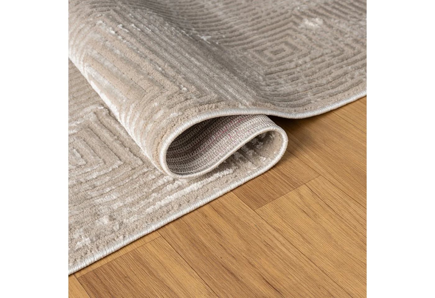 Vimoda Designteppich Boho 3D Rauten Kurzflor Creme Grau Taupe - Bild 5