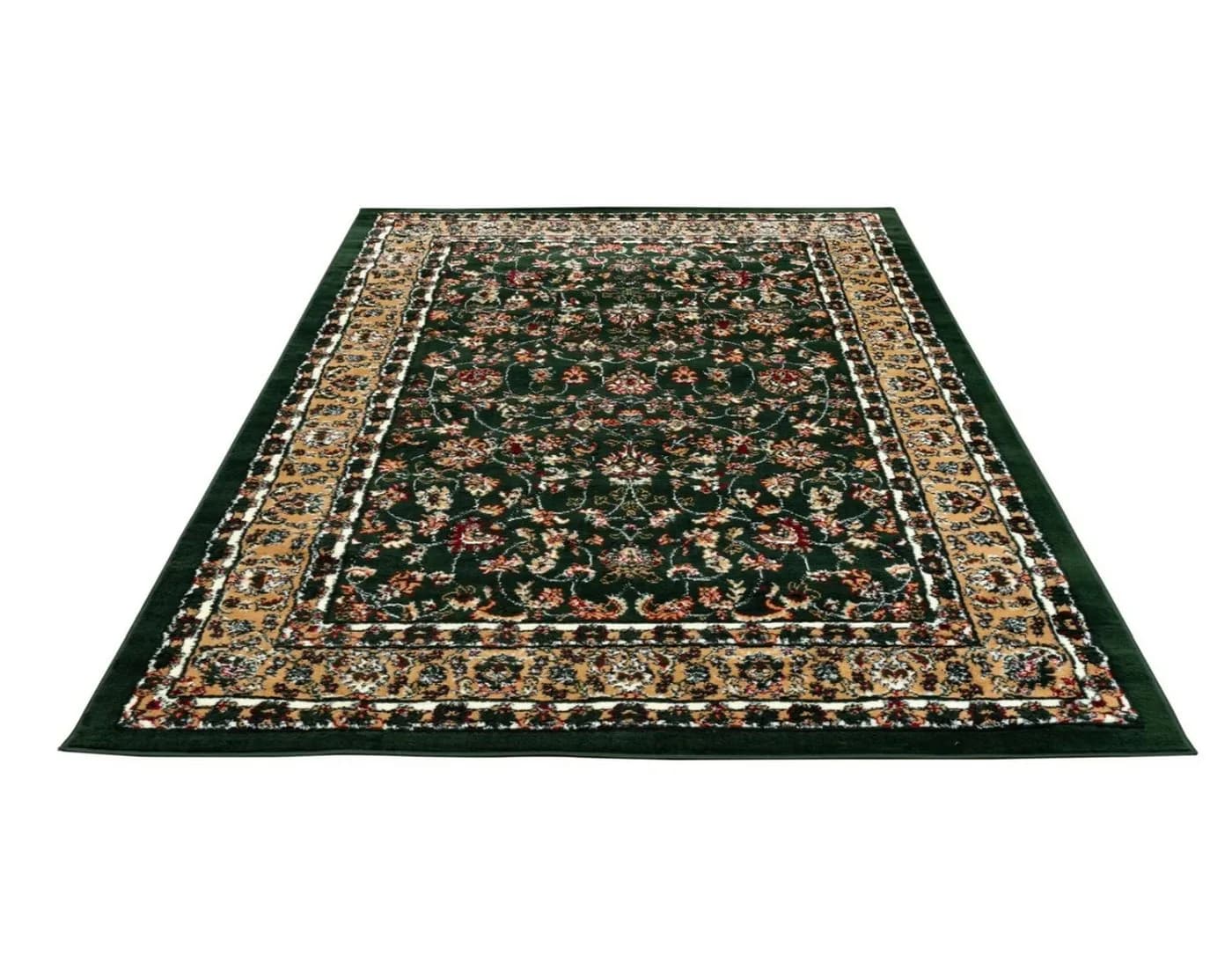Vimoda Orientteppich Klassischer Teppich Kurzflor in Grün, Beige, Rot & Grau