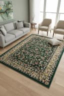 Vimoda Orientteppich Klassischer Teppich Kurzflor in Grün, Beige, Rot & Grau Bild 2