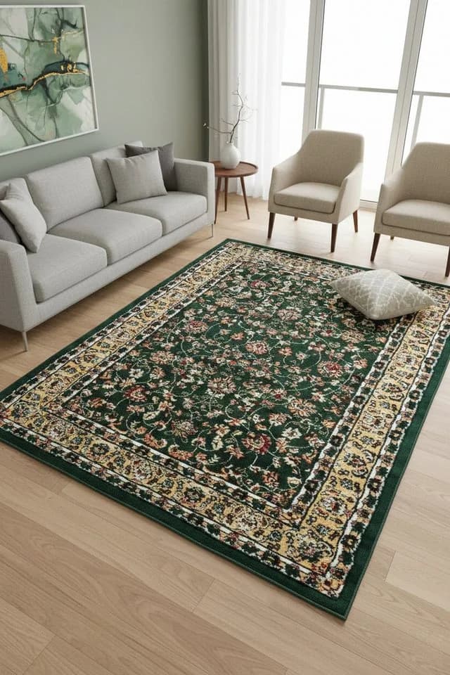 Vimoda Orientteppich Klassischer Teppich Kurzflor in Grün, Beige, Rot & Grau - Bild 2