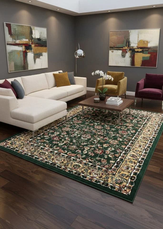 Vimoda Orientteppich Klassischer Teppich Kurzflor in Grün, Beige, Rot & Grau - Bild 3