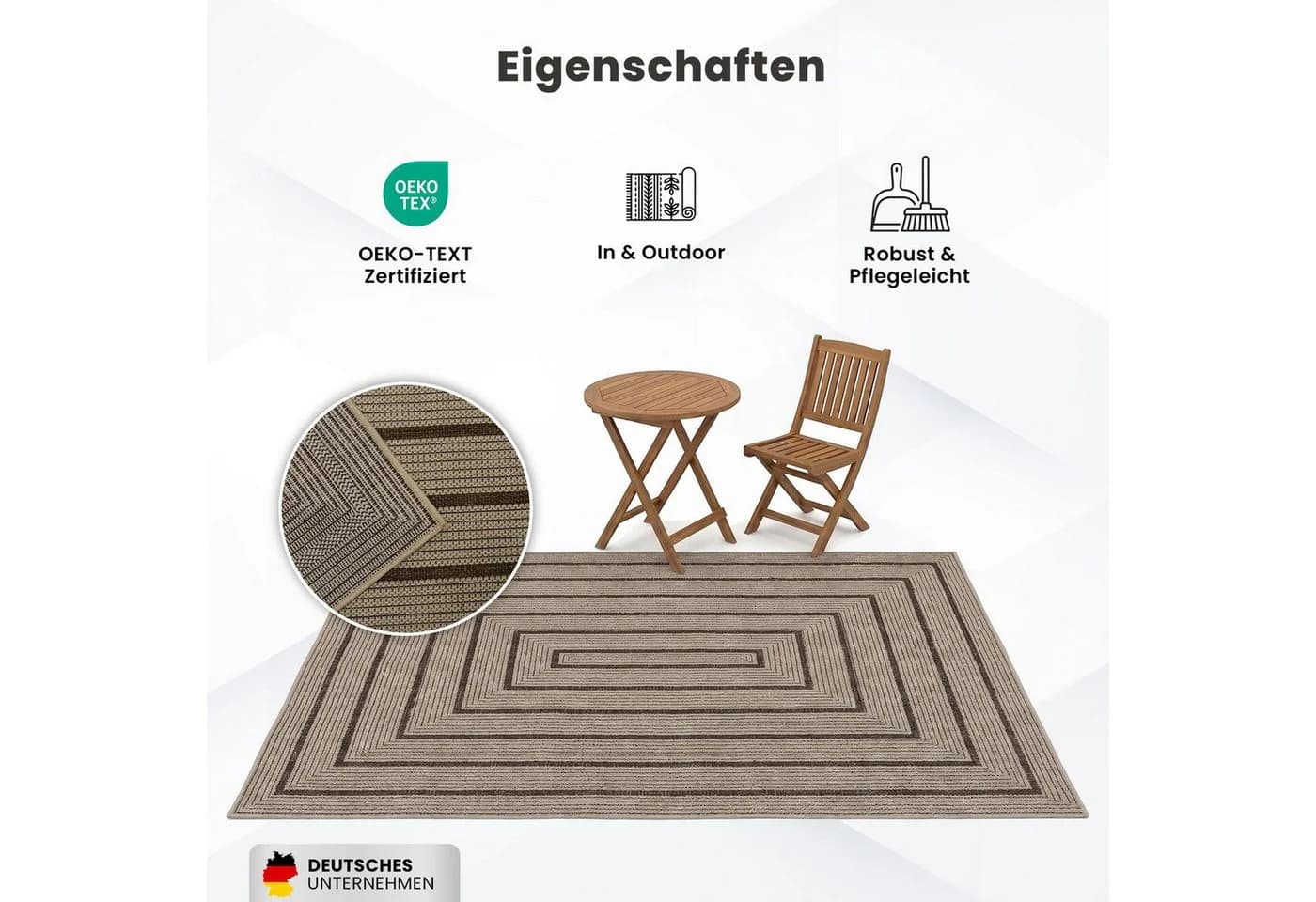 Vimoda Outdoorteppich Ventura Grün Beige Grau Geometrisch - Bild 4