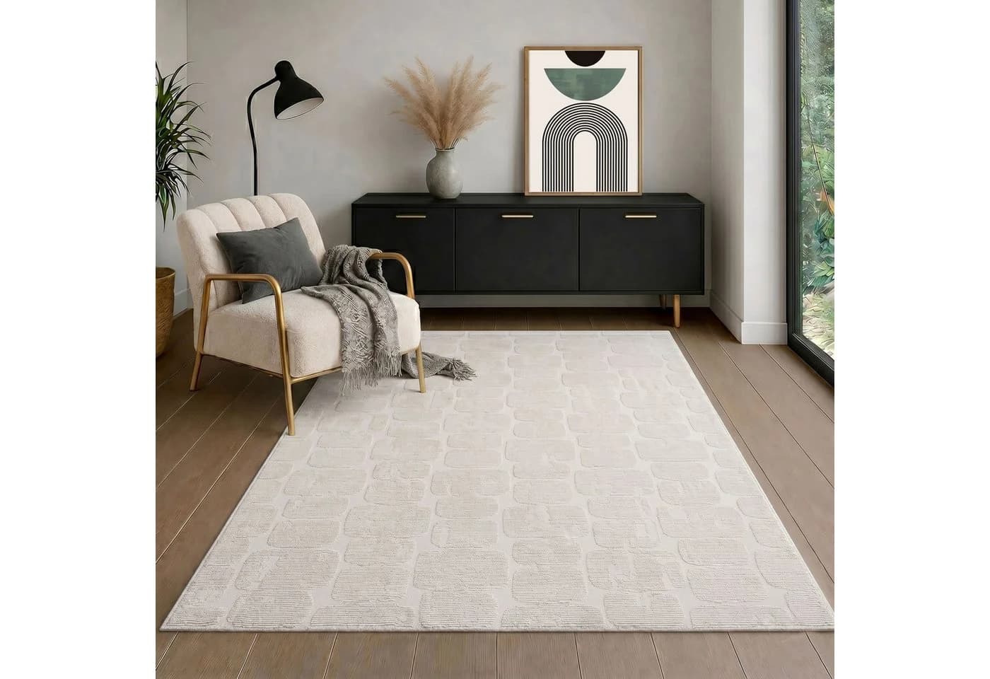 Vimoda Teppich COSTA 3D Effekt Rechteckig Beige Kurzflor - Bild 2
