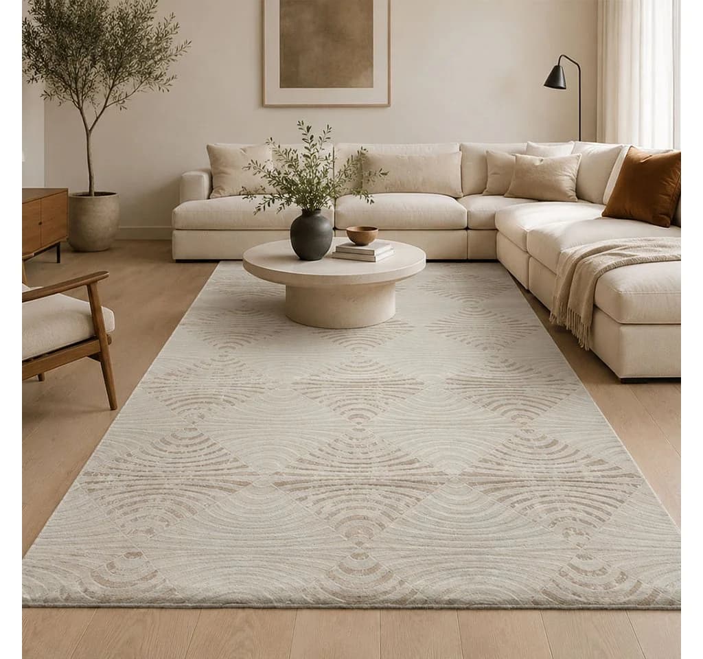 Vimoda Designteppich Kurzflor Boho 3D Hoch-Tief-Effekt Beige/Grau - Bild 2