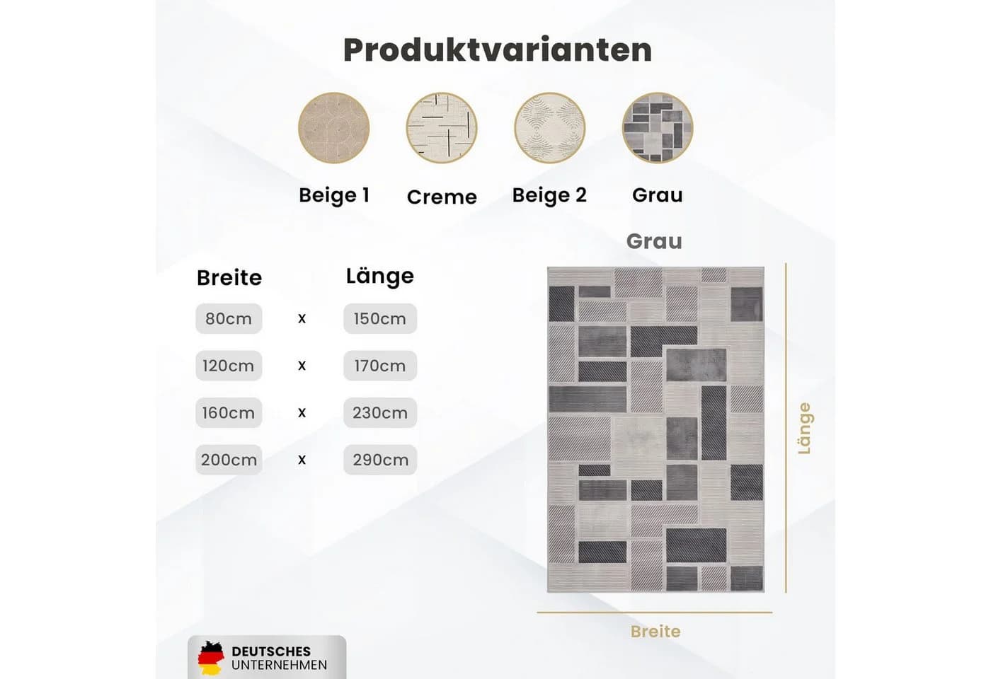 Vimoda Designteppich Kurzflor Boho 3D Hoch-Tief-Effekt Grau/Weiß - Bild 5
