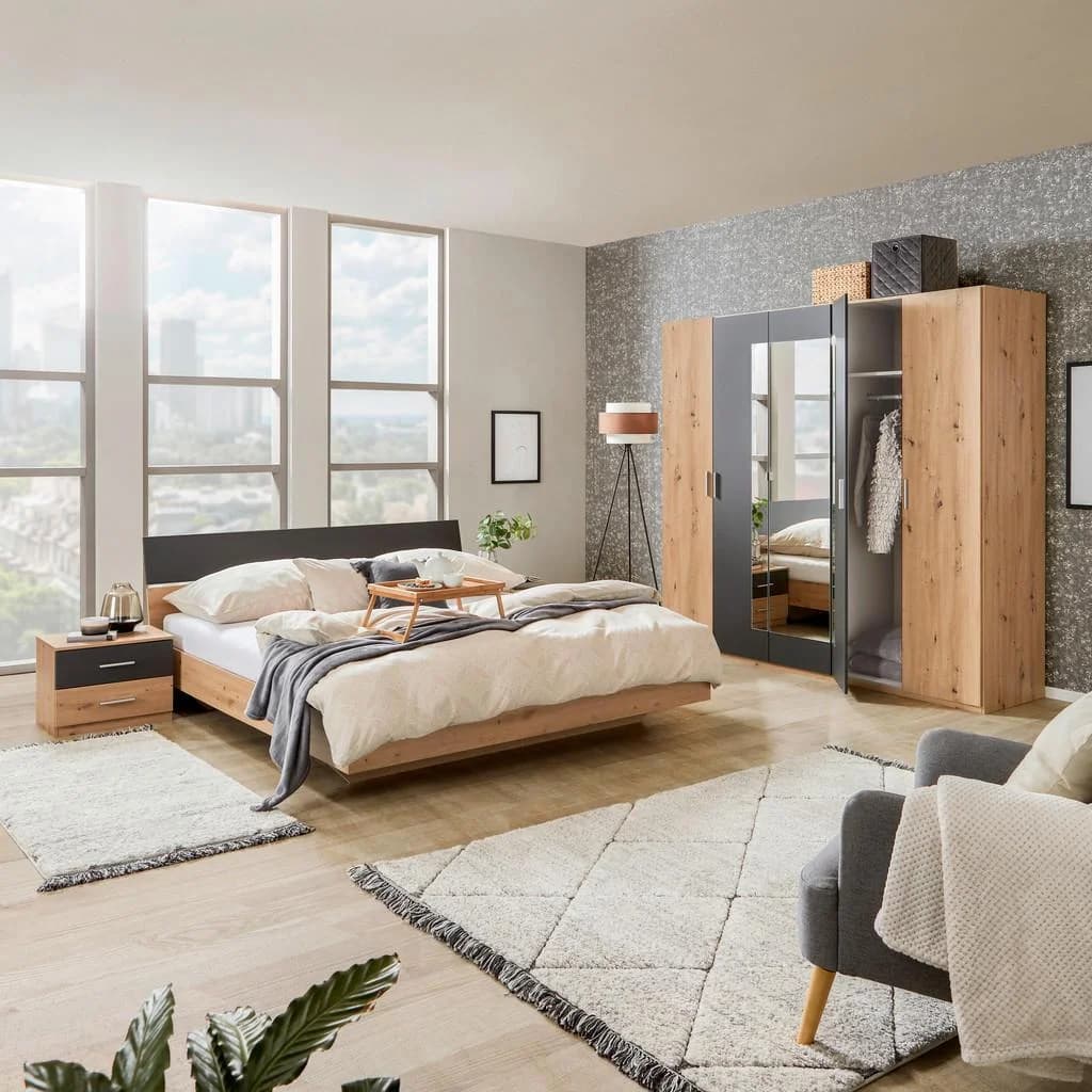 Mid.you Schlafzimmer Wimex Katrin Graphit Eiche Holzwerkstoff 4-teilig