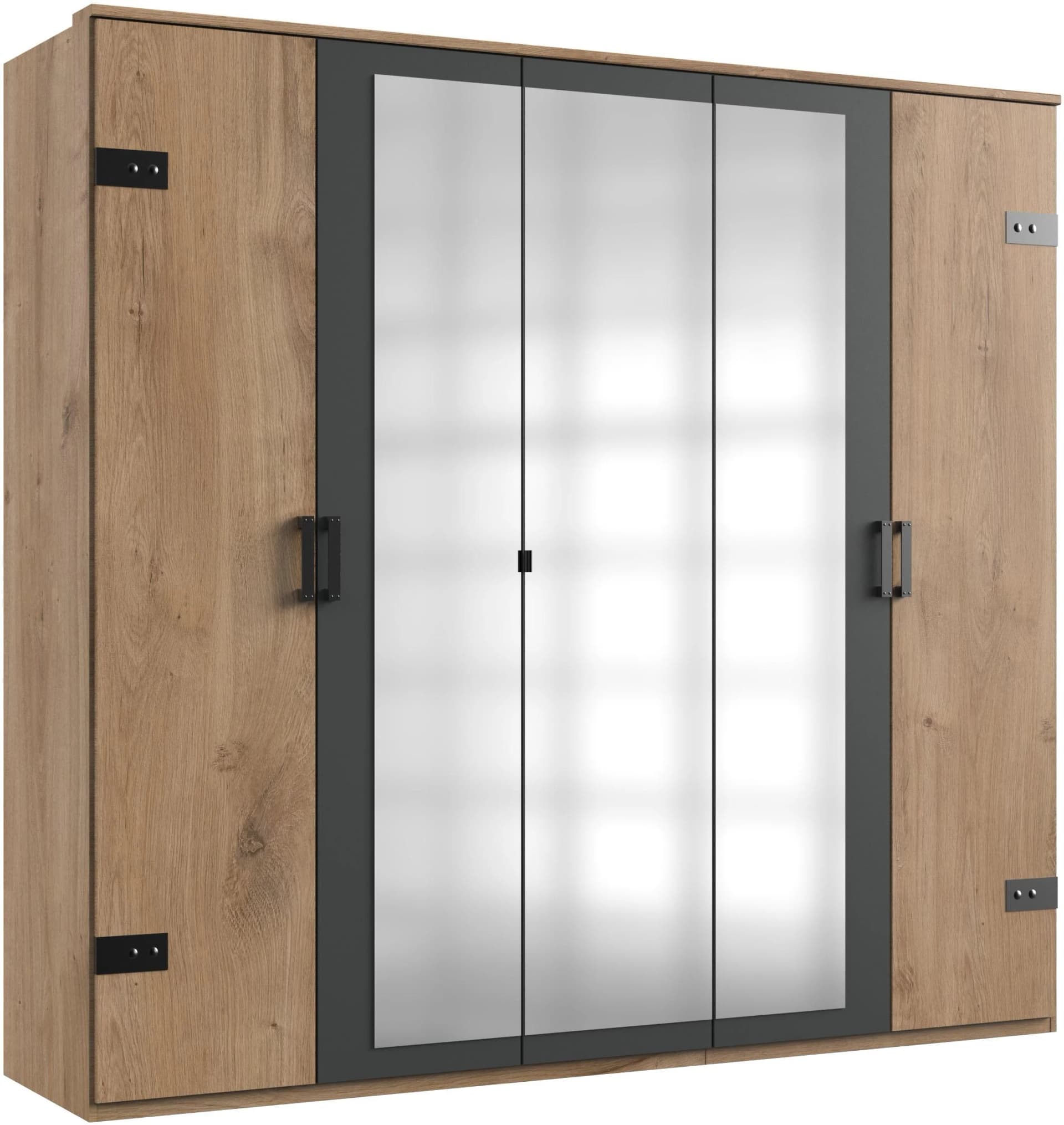 WIMEX Kleiderschrank Stockholm Industrial Design 5 Türen Beige Grau