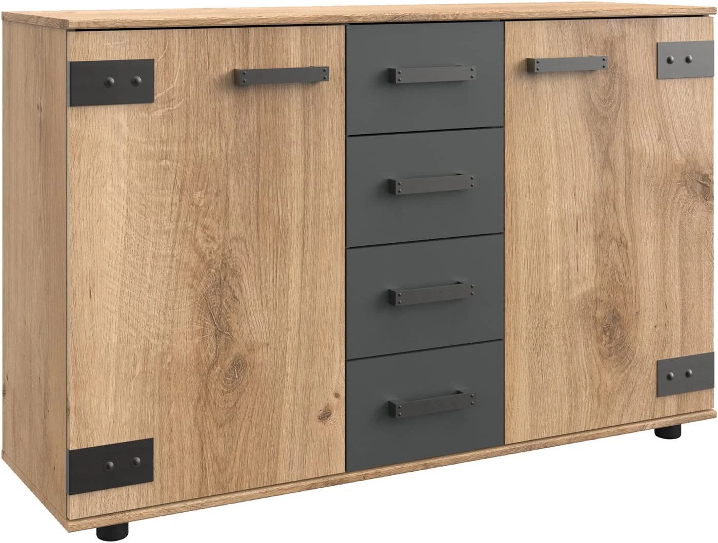 WIMEX Stockholm Sideboard 2-türig 4 Schubladen Industrial Grau - Bild 2