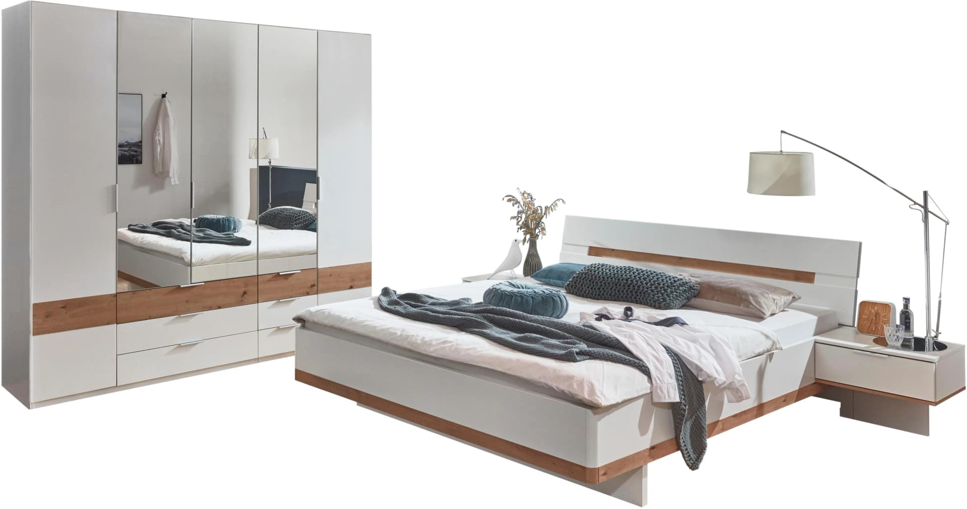 WIMEX Gibraltar Komplettschlafzimmer Weiß Eiche Nachbildung