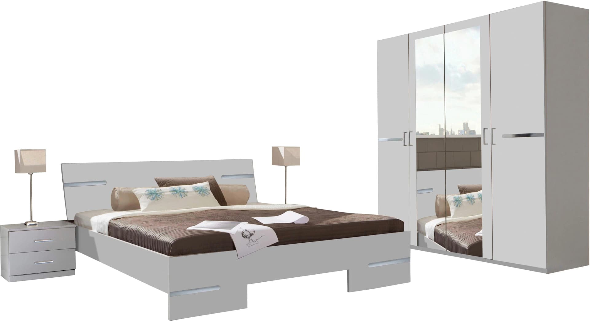 WIMEX Anna Komplettschlafzimmer Weiß 4-tlg. mit Spiegelschrank