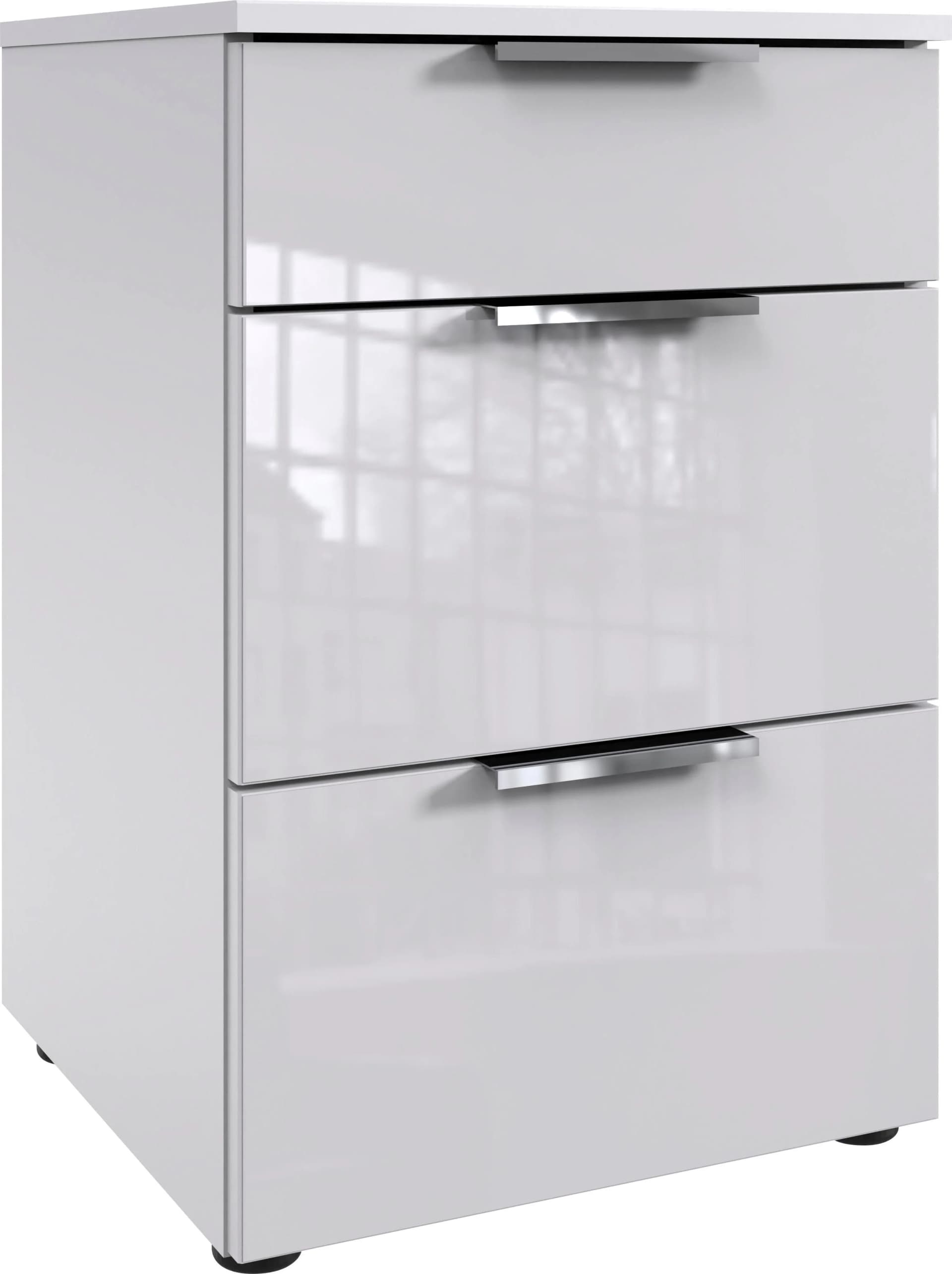 WIMEX Nachtkommode Level36 C Weiß mit Soft-Close und Glasfronten