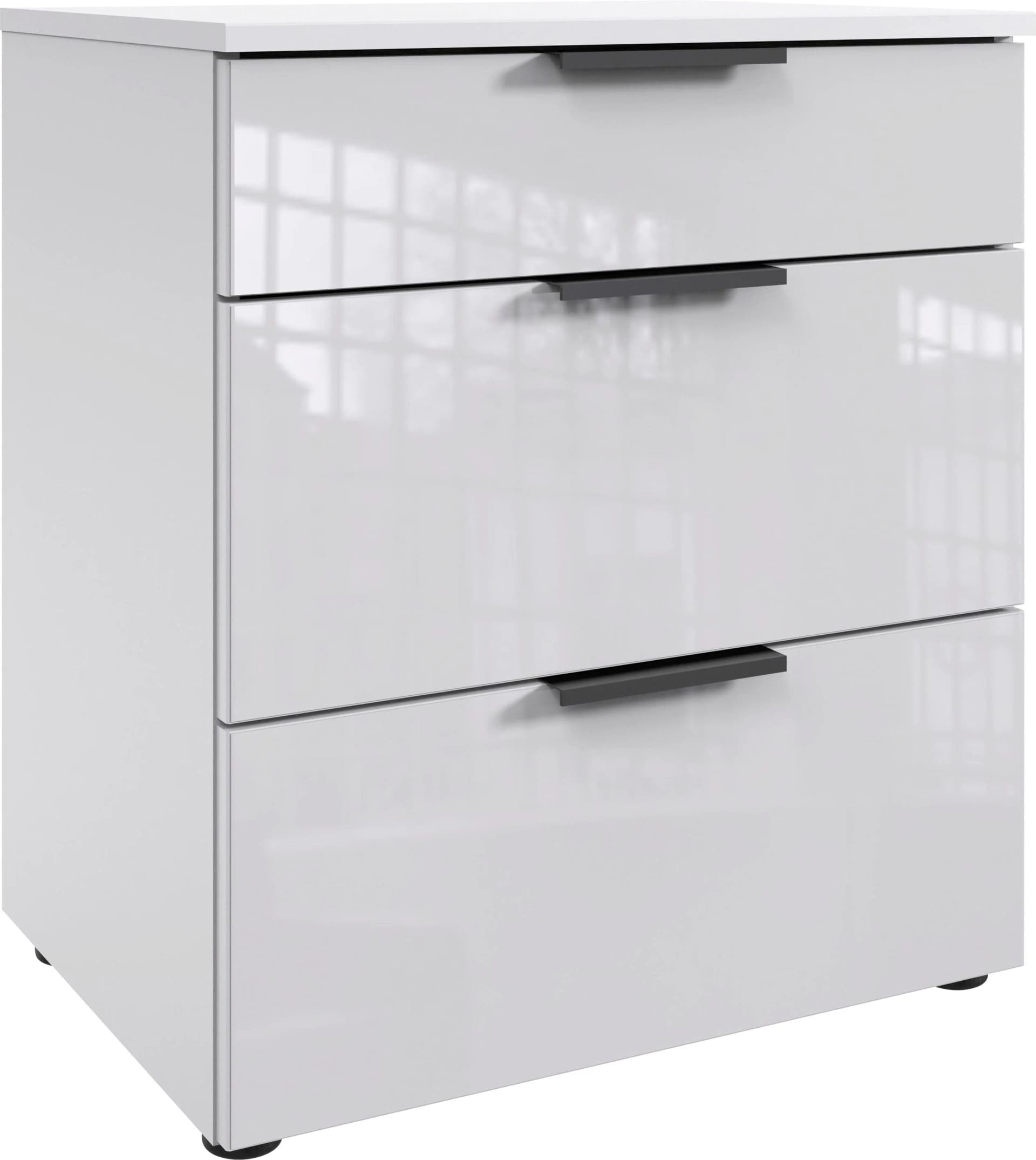 WIMEX Level36 Nachtkommode Weiß Glas Soft-Close