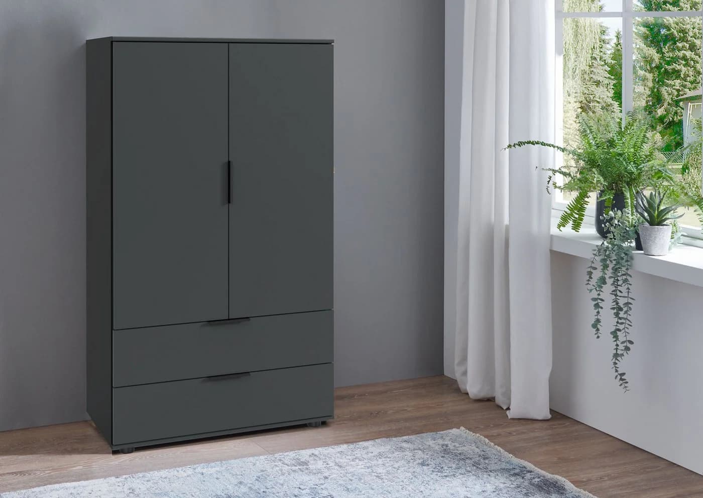 Wimex Easy Plus Wäscheschrank 2 Schubladen Graphit Modern