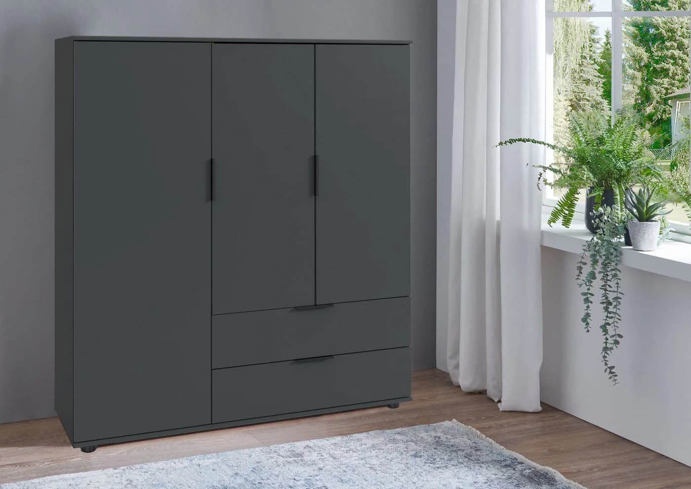 WIMEX Easy Plus Wäscheschrank 3 Türen 2 Schubladen Graphit