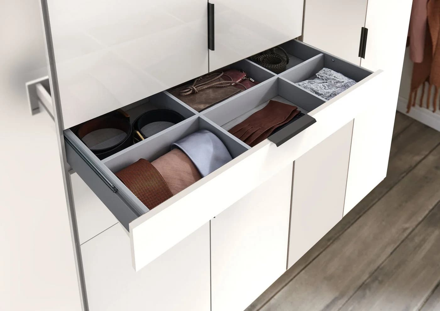 WIMEX Moldau Kleiderschrank Weiß Hochglanz mit Spiegel - Bild 5