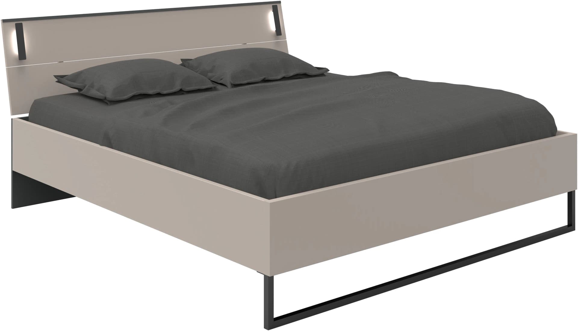 WIMEX Futonbett Tilburg mit LED Beleuchtung Saharagrau/Schwarz