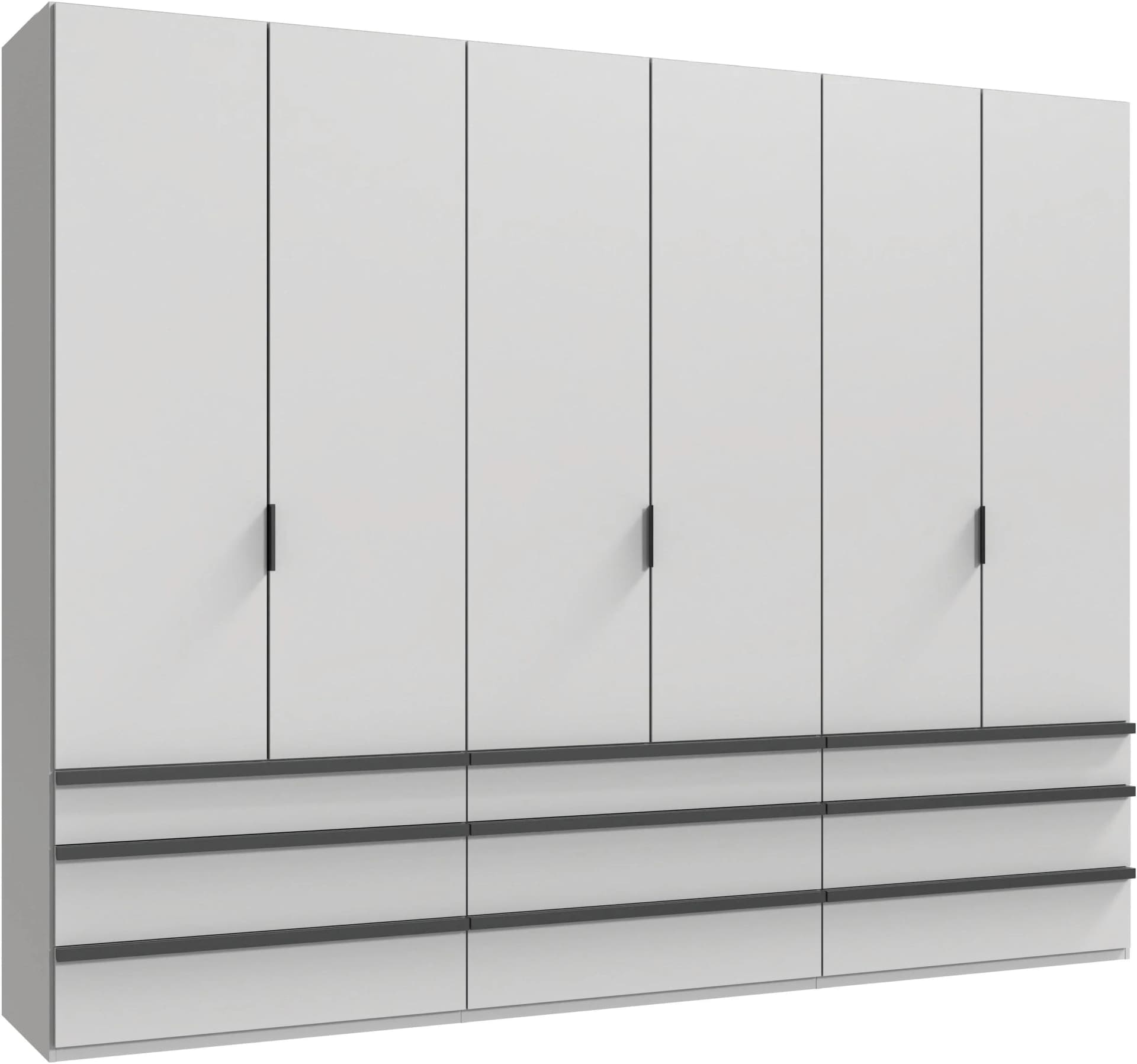 WIMEX Oxford Falttürenschrank 300cm Weiß 9 Schubladen