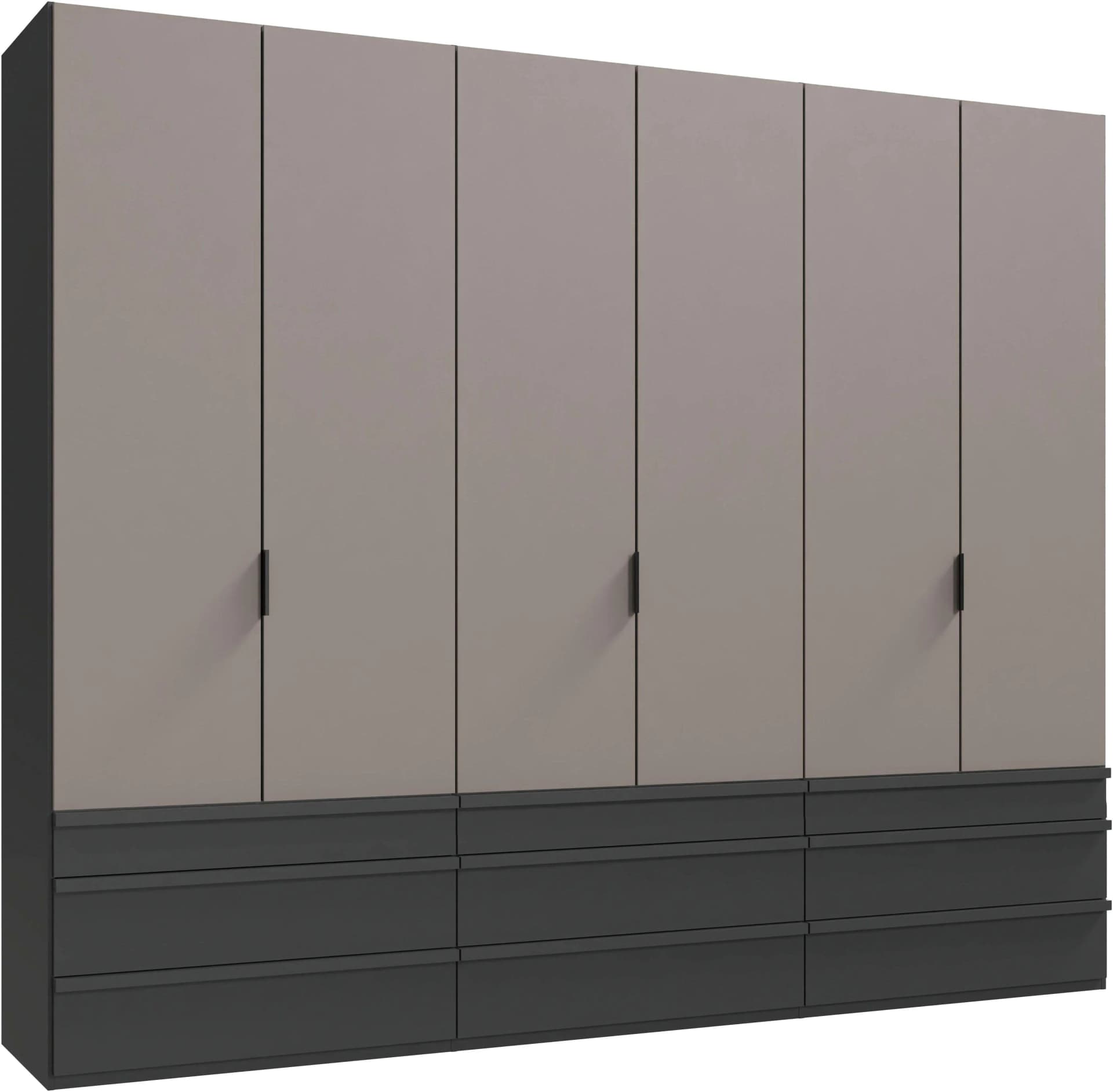 WIMEX Falttürenschrank Oxford Grau 300cm 9 Schubladen