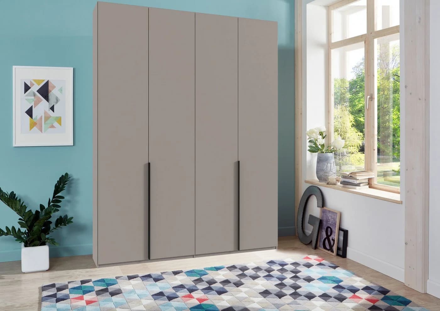Wimex Kleiderschrank Mugano Saharagrau Schwarz