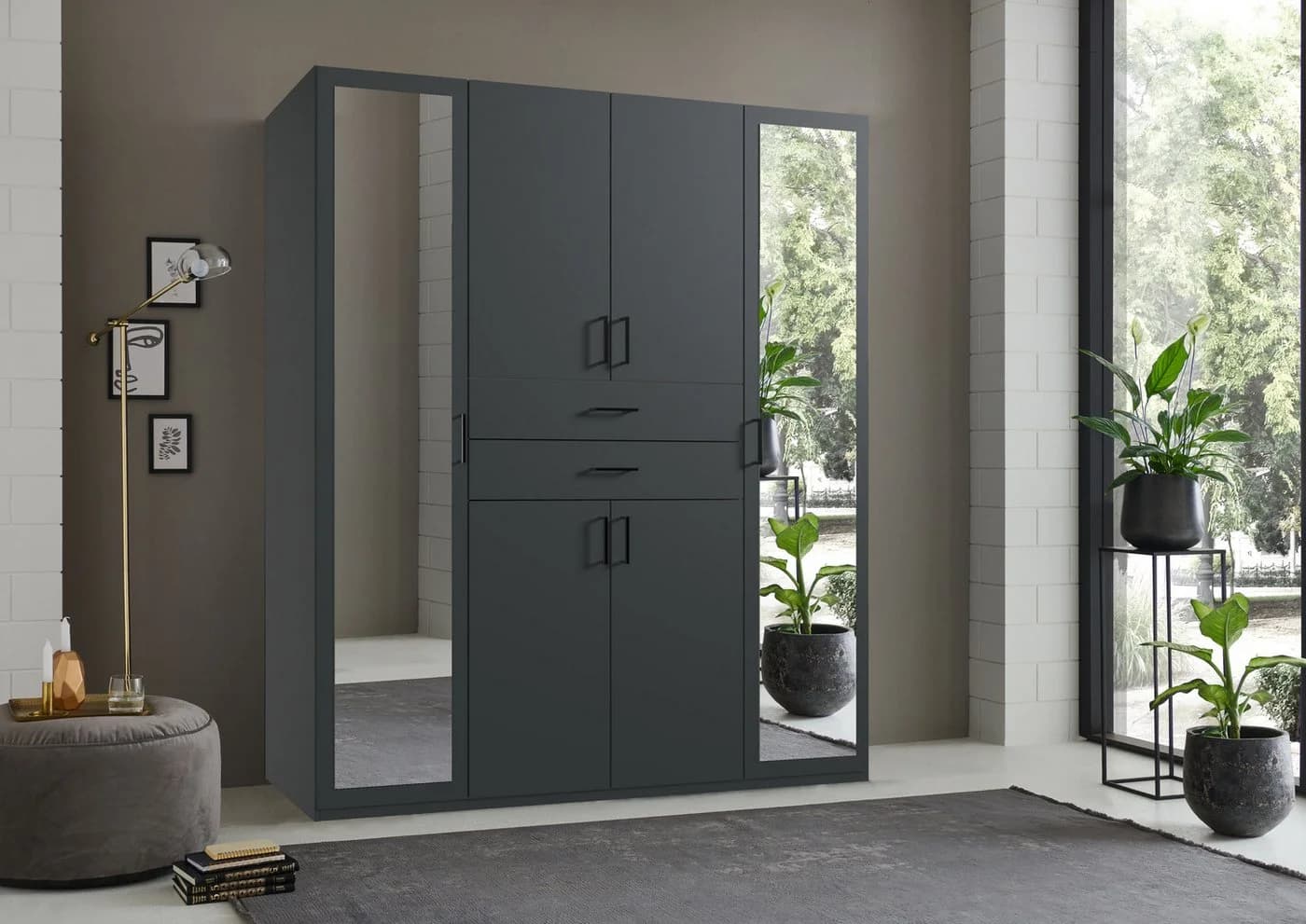 WIMEX Diver Kleiderschrank mit Spiegel Graphit 180cm