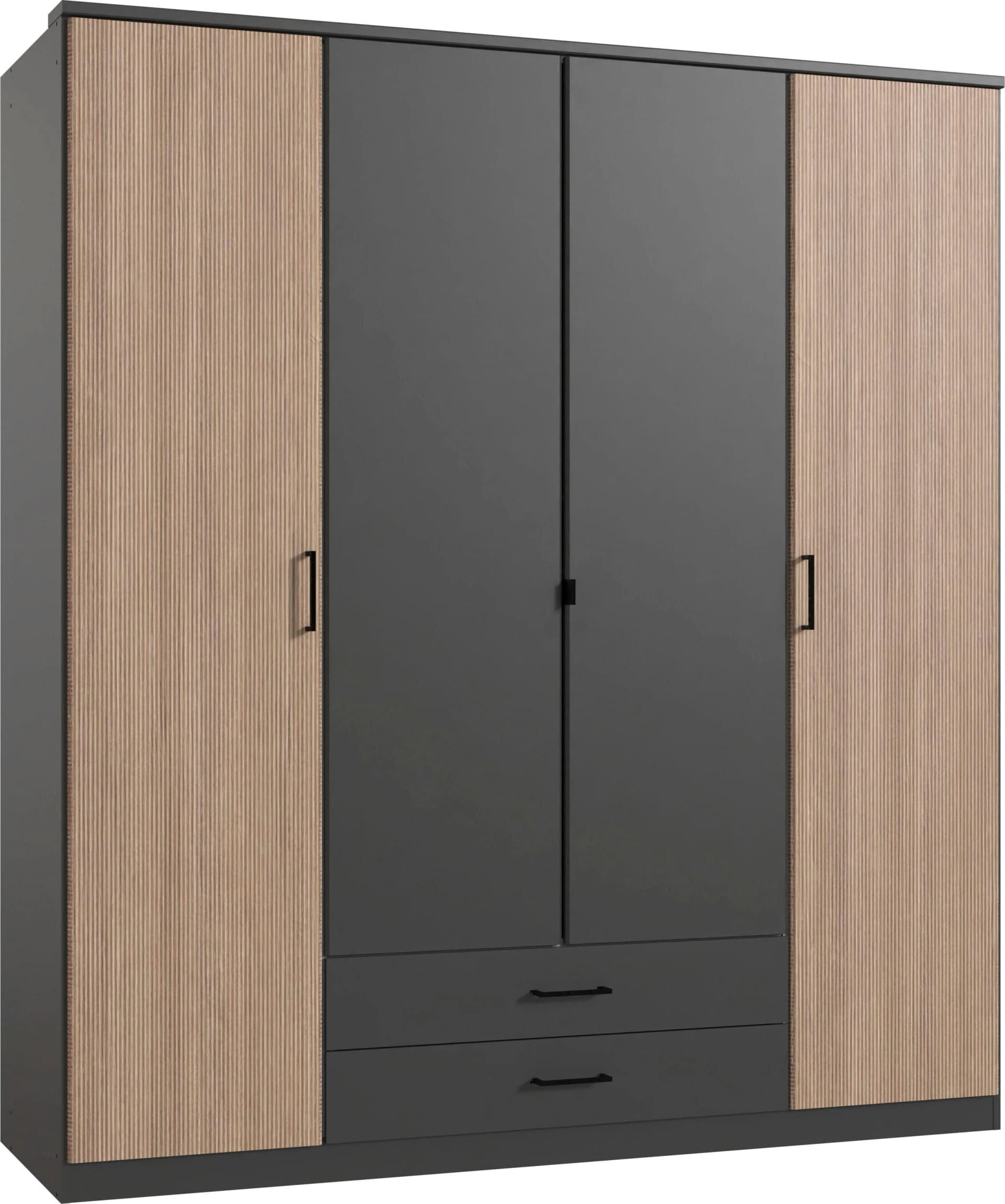 WIMEX Kleiderschrank Fulda Grau Multiplex Optik 2 Schubladen